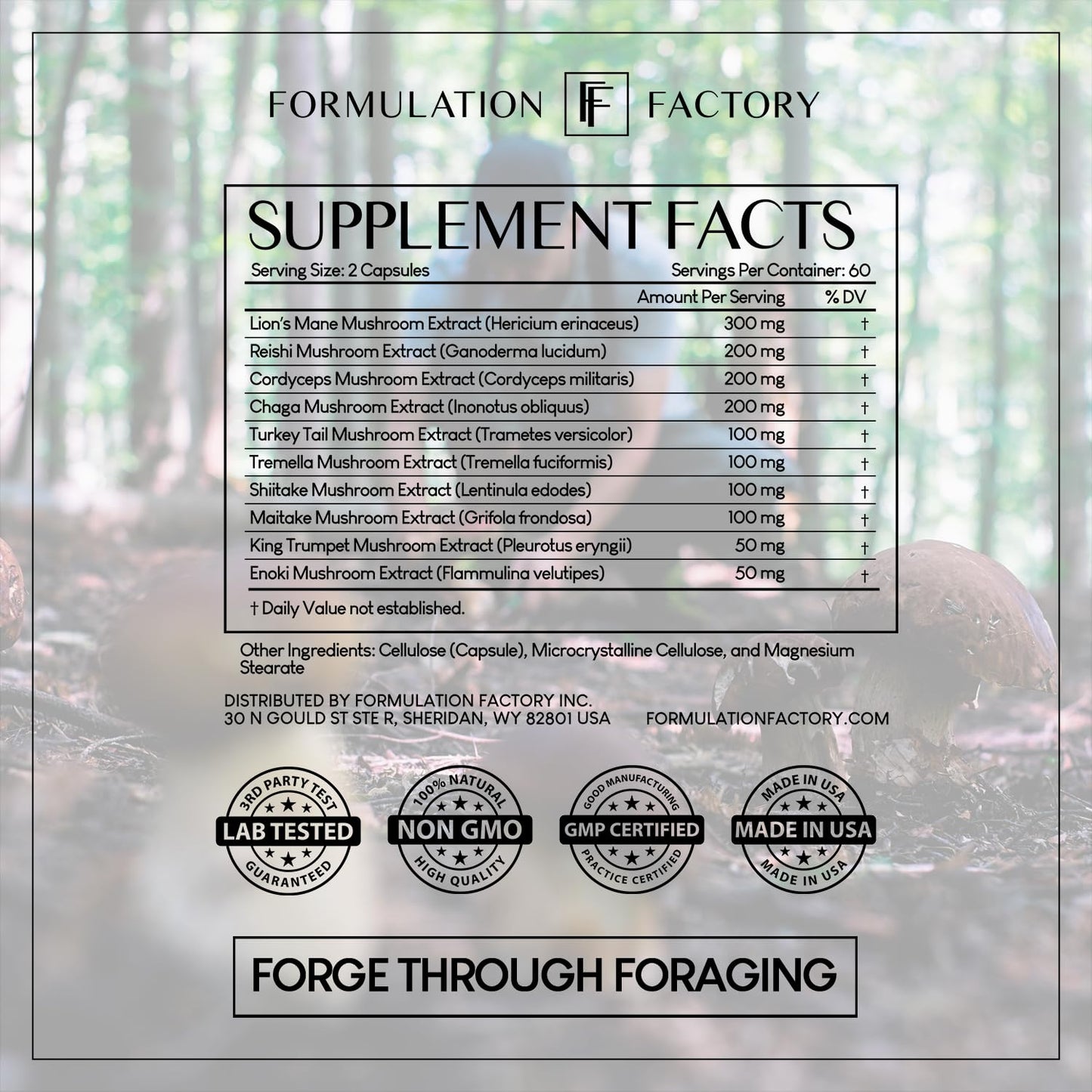 Formulation Factory Shroom Vroom 10-in-1 Mushroom Complex Capsule 360 Count