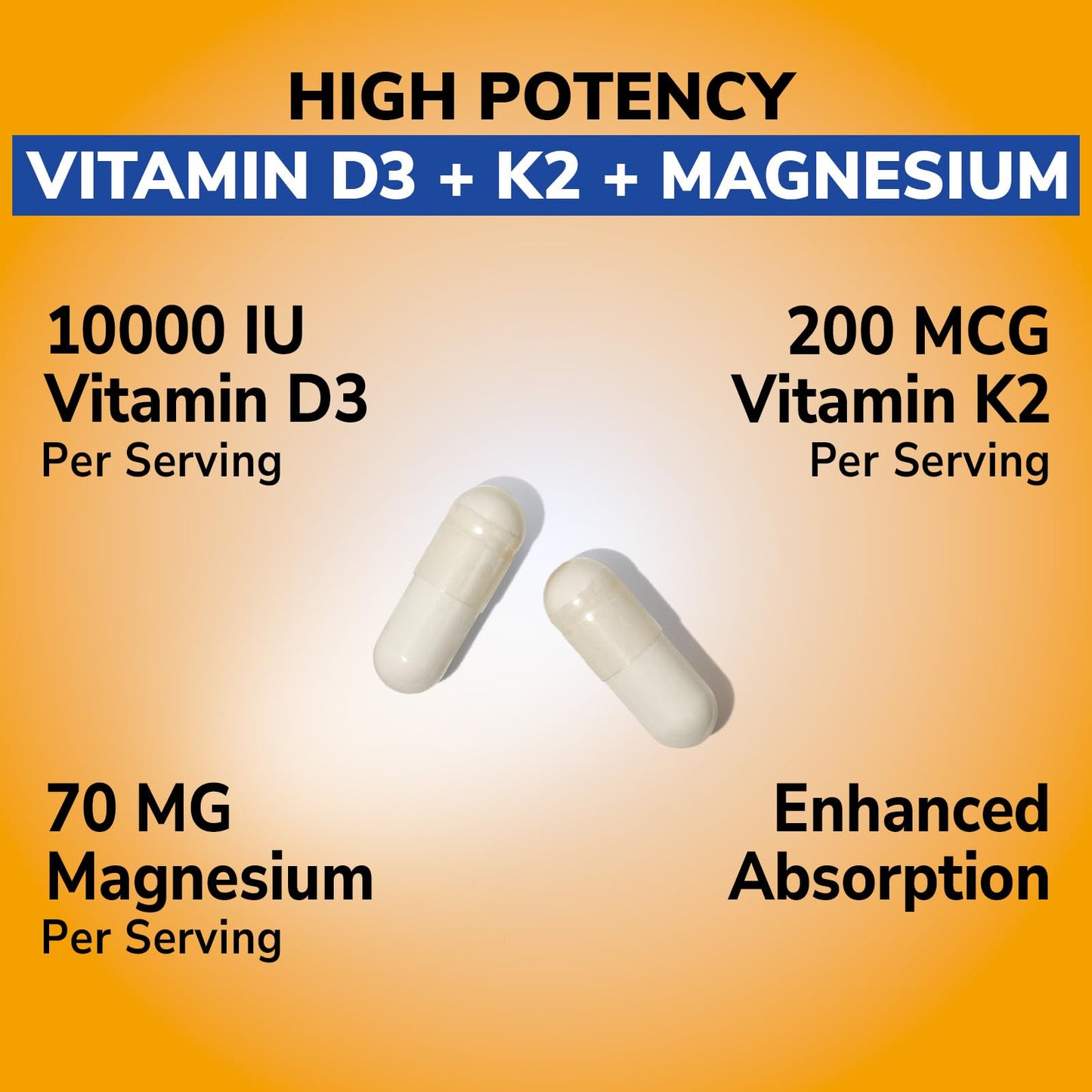 Vitalibre D3 K2 + Magnesium Glycinate Supplement Capsule 90 Count