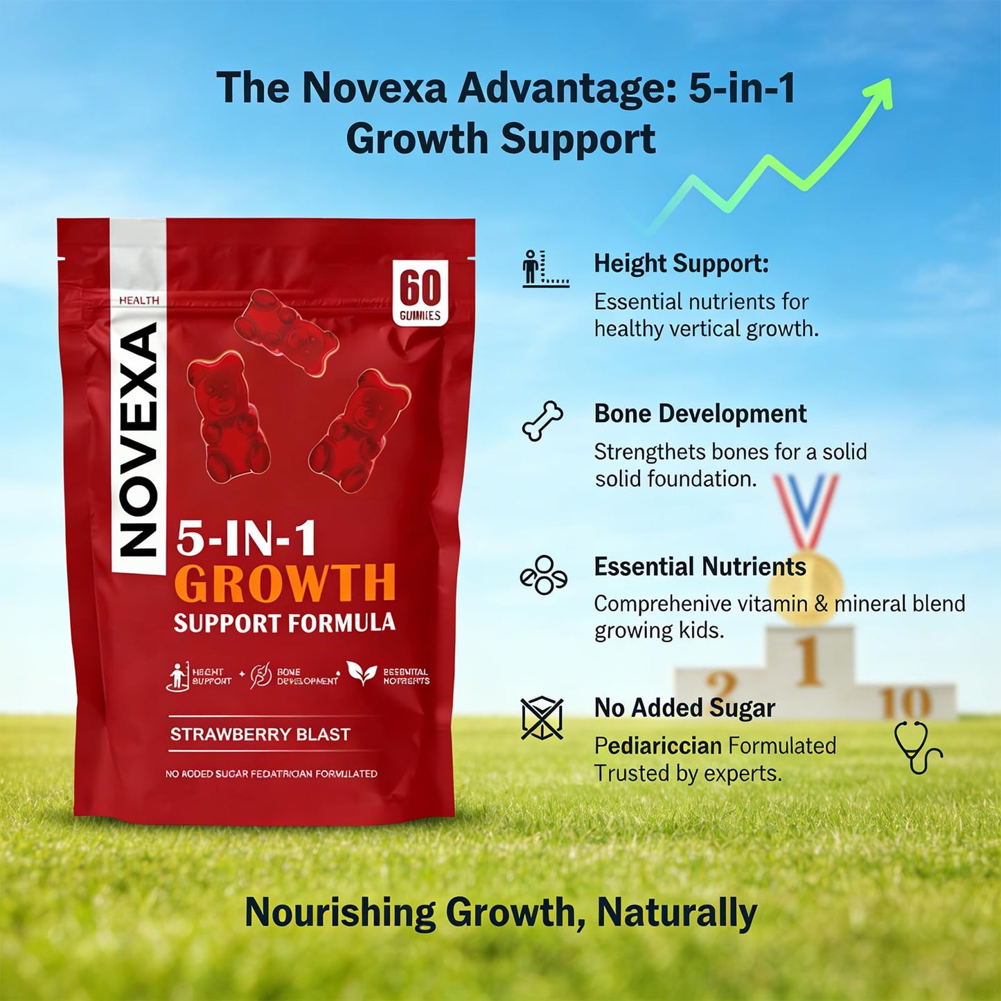 Heniqut Novexa Growth Gummies 60 Gummies