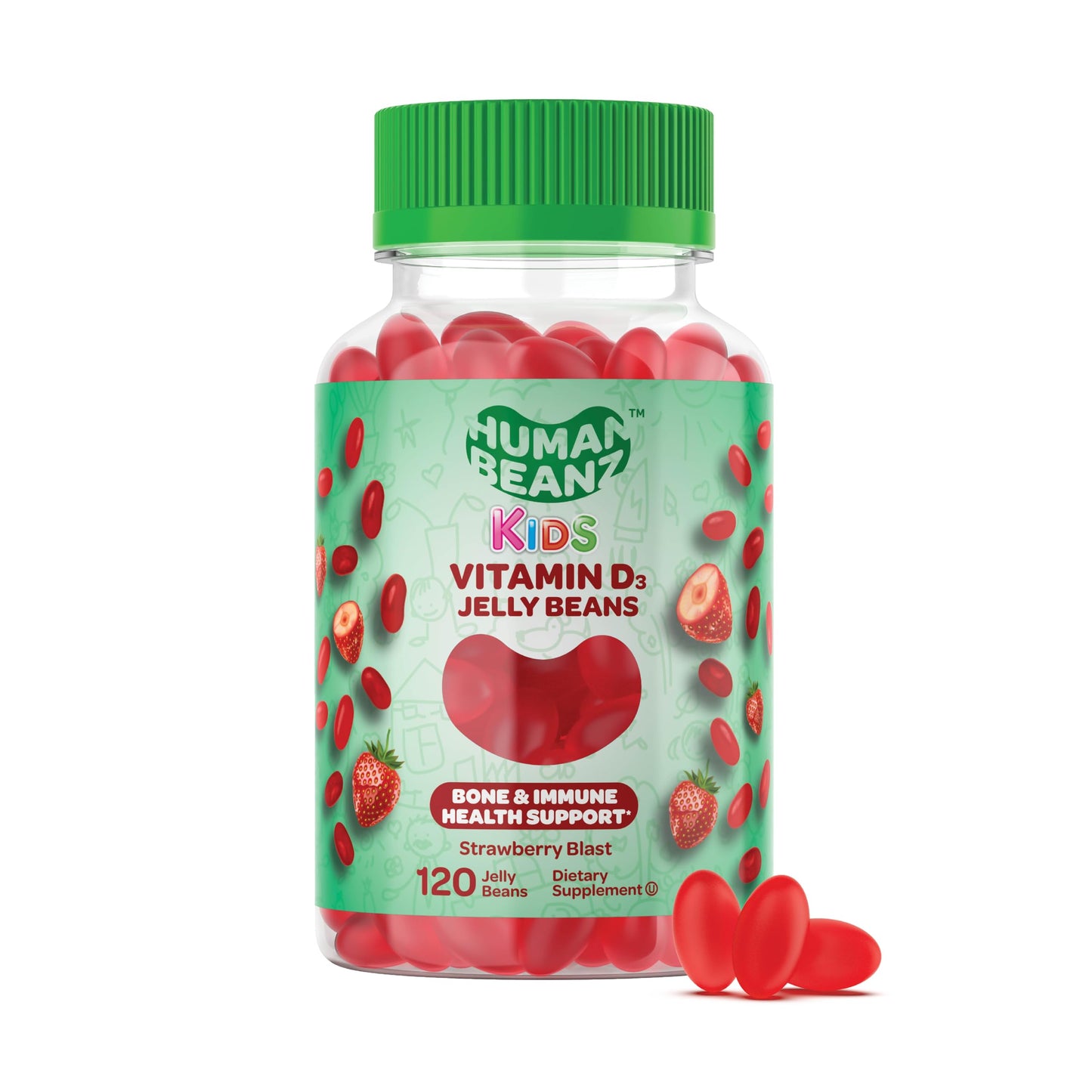 Human Beanz Vitamin D3 Jelly Bean Gummies, Gummy, 120 Count