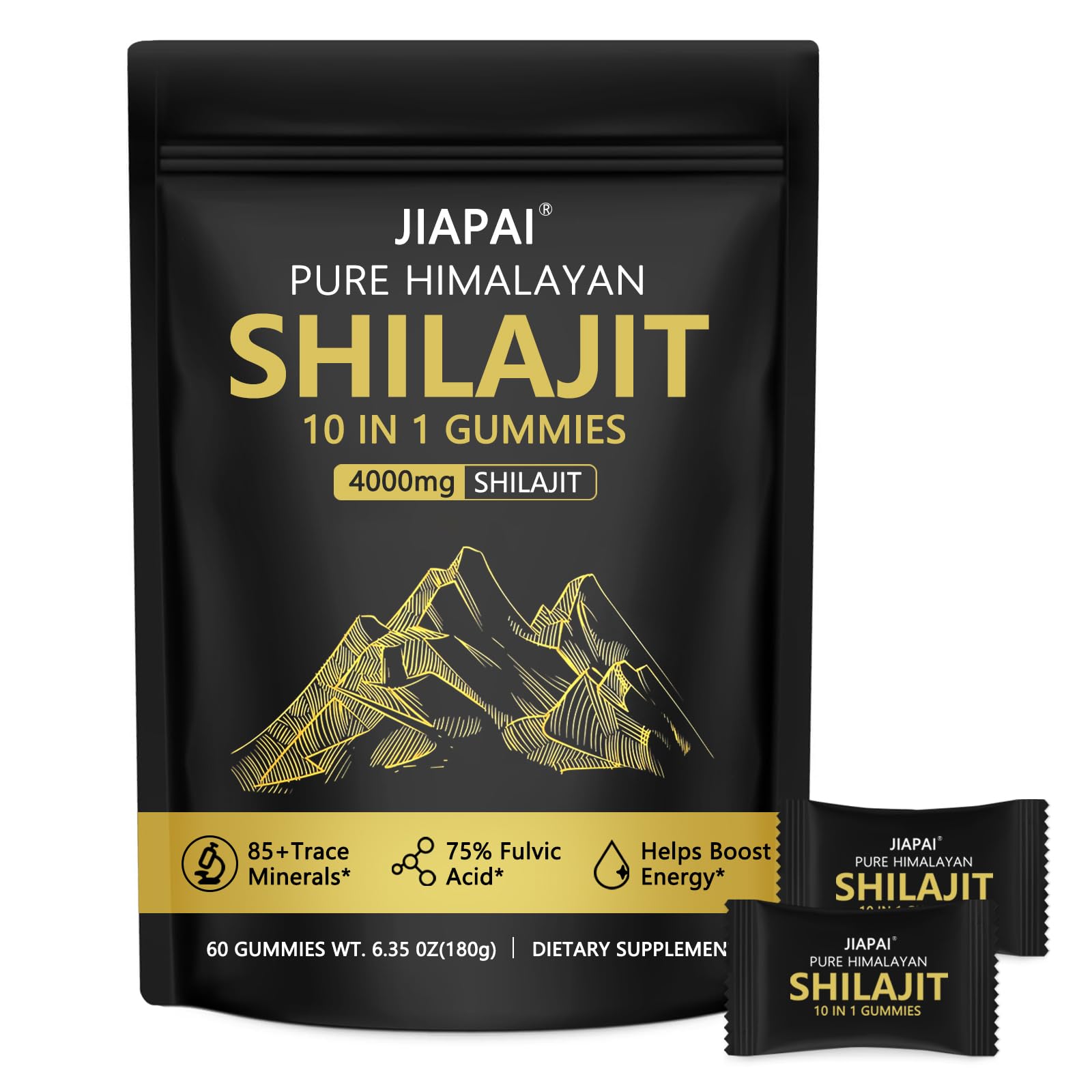 JIAPAI Himalayan Gold Shilajit Gummies 60 Count