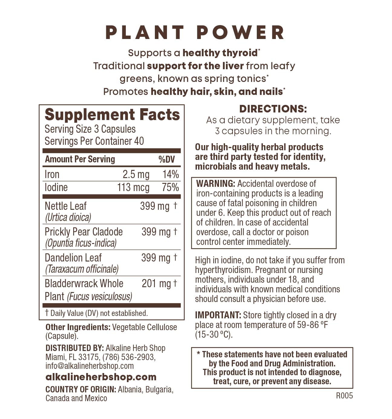 Alkaline Herb Store Plant Power Supplement Capsules 140