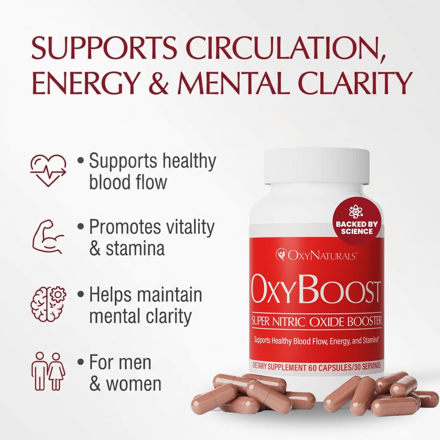 OxyNaturals OxyBoost Nitric Oxide Supplement Capsules 180