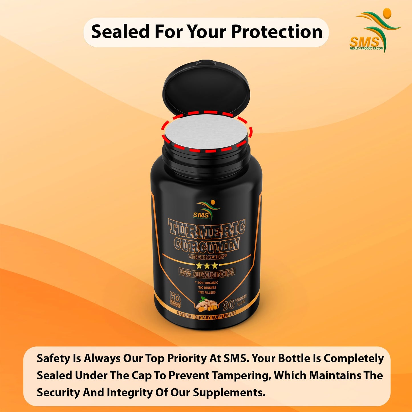 SMSHEALTHPRODUCTS.com Turmeric Curcumin with Black Pepper 1,525mg 90 Capsules