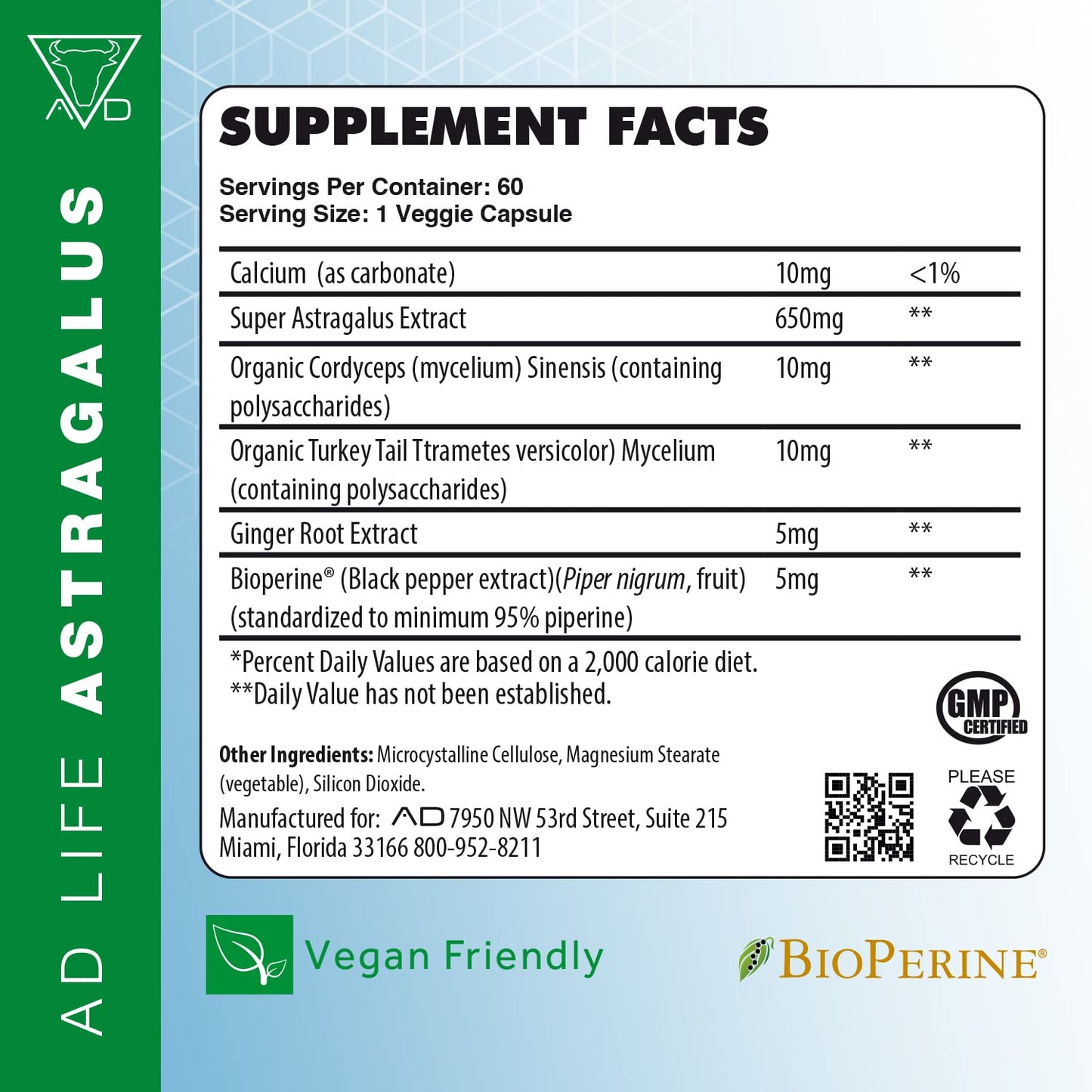 PROJECT AD LLC Astragalus Kidney Health Supplement Capsule, 60 Count
