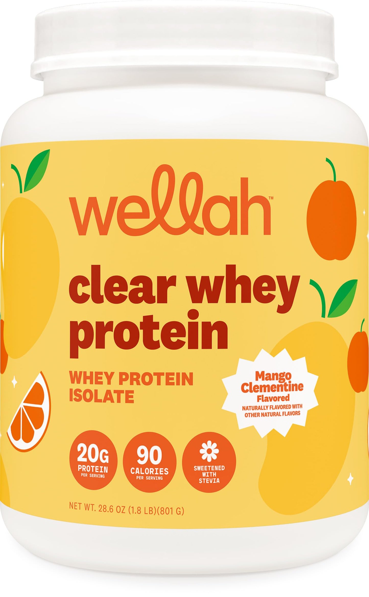 Wellah Clear Whey Protein Isolate Powder (Mango Clementine), 1.79 Pound (Pack of 1)