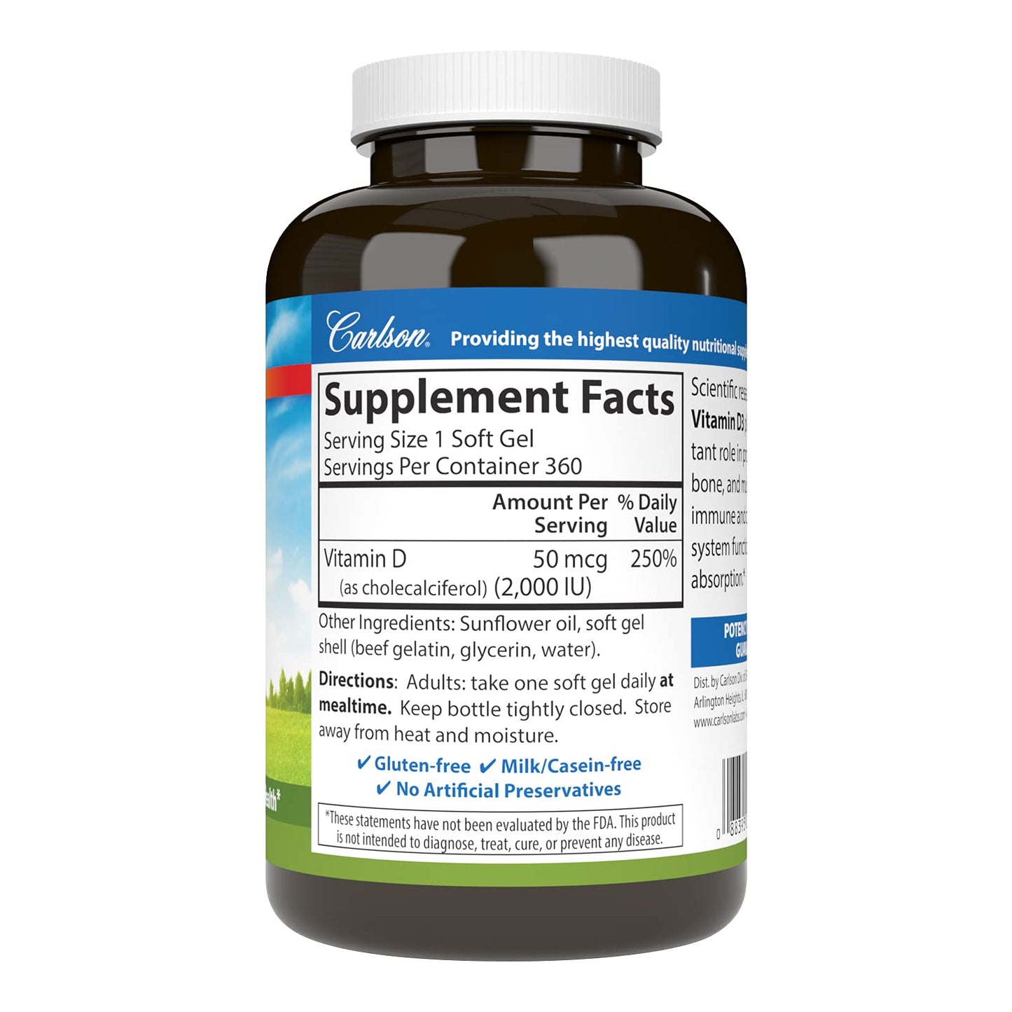 Carlson Vitamin D3 Soft Gels, 360 Softgels