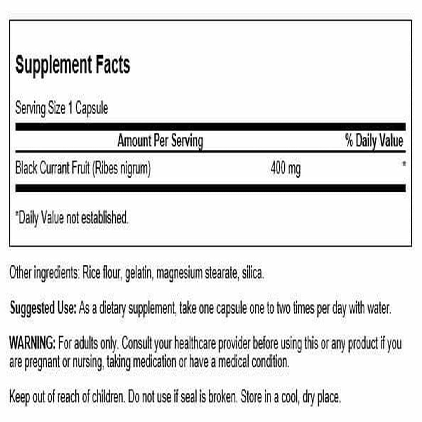 Swanson Full Spectrum Black Currant 400 Milligrams Capsules 60
