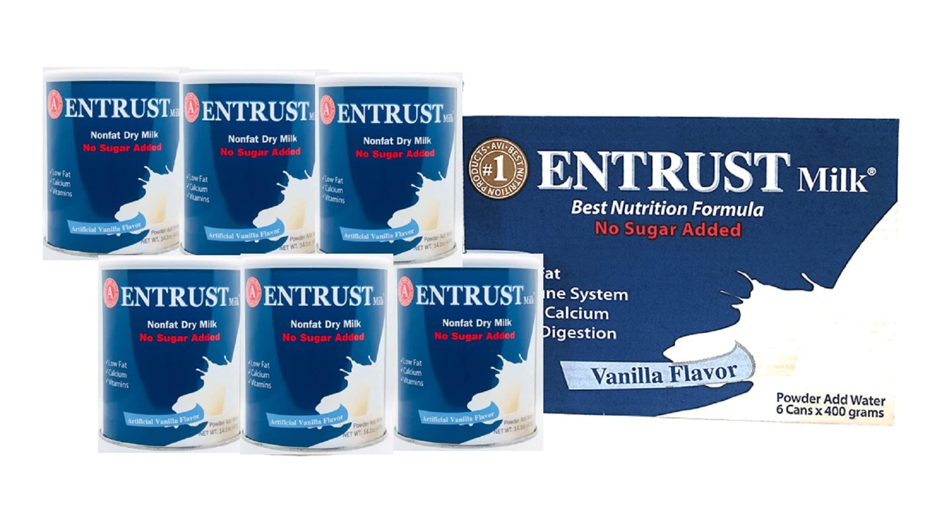 Generic Entrust Milk Best Nutrition Formula No Sugar Added Powder, 14.1096 oz, Pack of 6