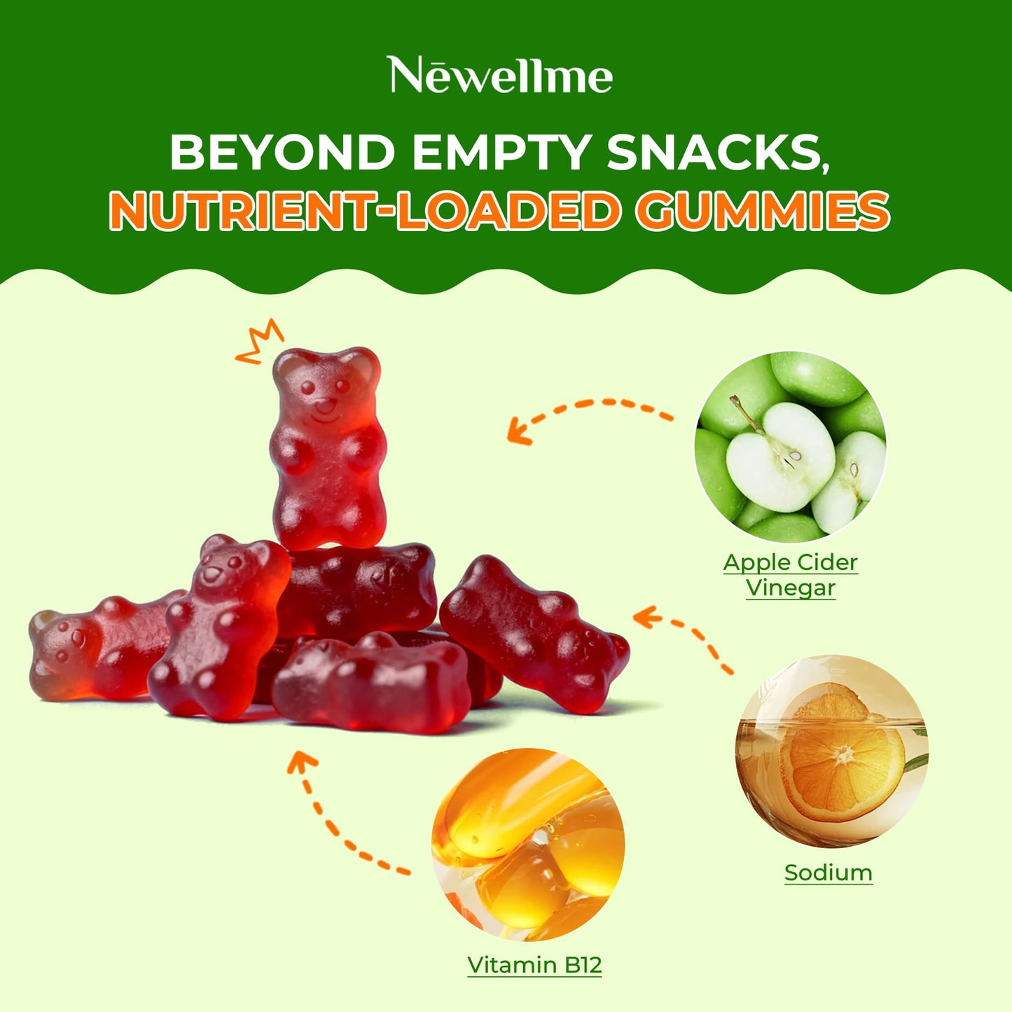 NEWELLME ACV Gummies with the Mother & B12 Gummy, 180 Count
