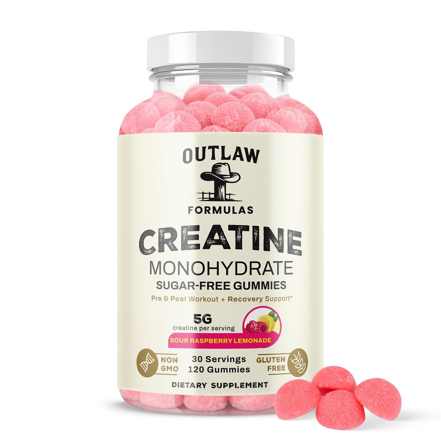Outlaw Formulas Creatine Monohydrate Gummies, 120 Count