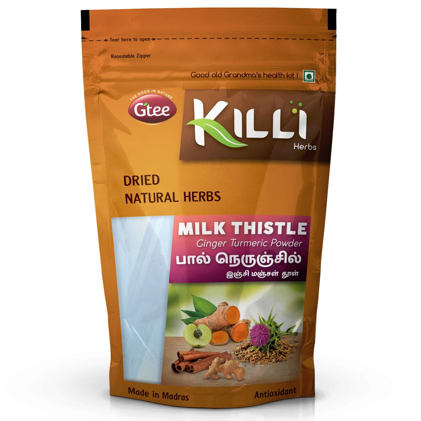 KILLI Milk Thistle Ginger Turmeric Cinnamon Amla Powder, 1 Count
