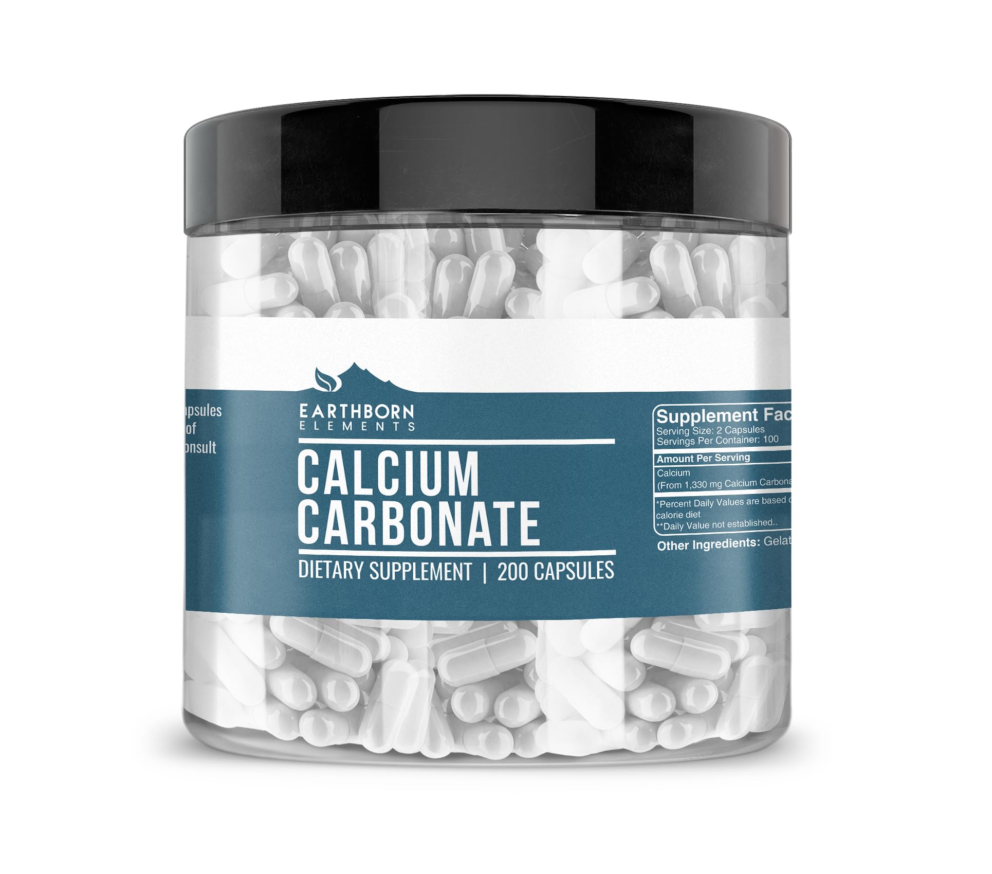 Earthborn Elements Calcium Carbonate Capsules, 200 Count