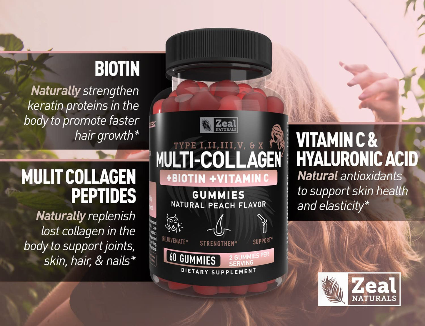 Zeal Naturals Multi Collagen Peptide Gummies 60 Gummies