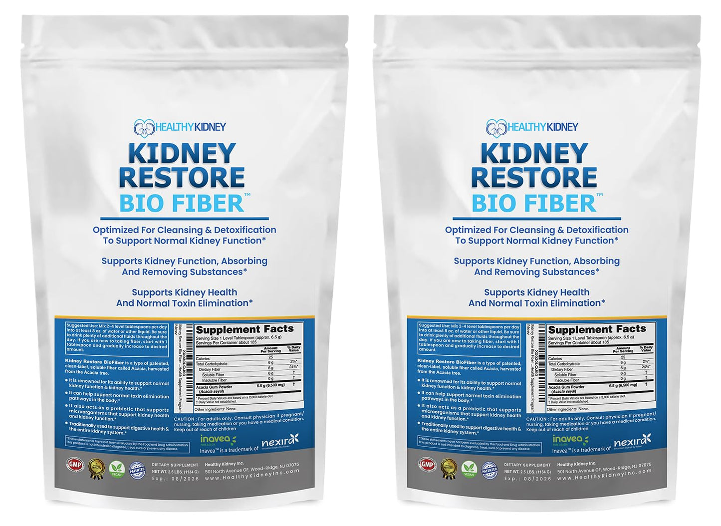 Kidney Restore Bio Fiber Powder, Kidney Cleanse Detox & Repair - Restorative Kidney Support & Kidney Supplement to Remove Waste, Kidney Health Supplement - Add to Tea for Kidney Health, 80 Count