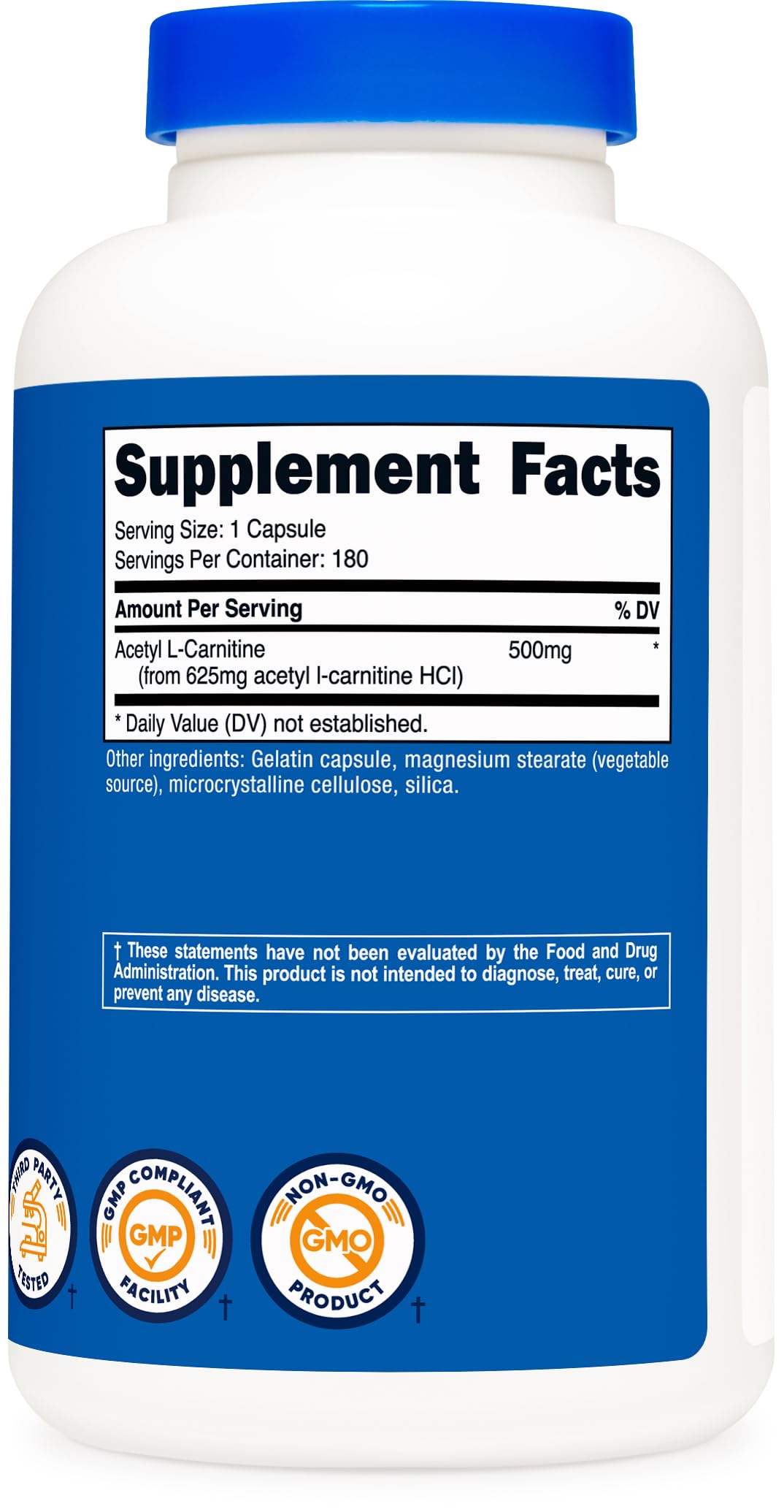 Nutricost Acetyl L-Carnitine (ALCAR) 500mg Capsules, 180 Count