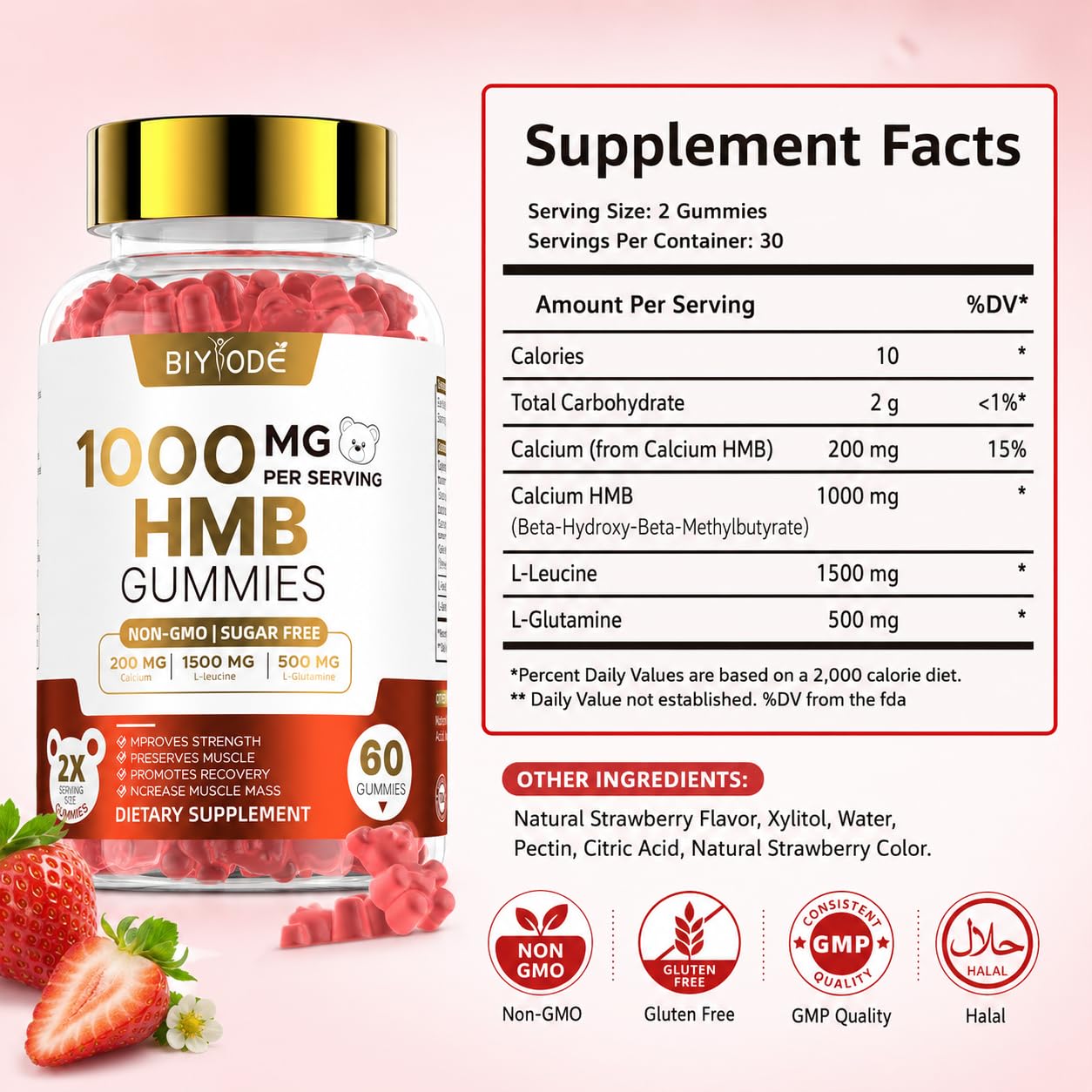 BIYODE HMB Gummies for Women, 60 Gummies