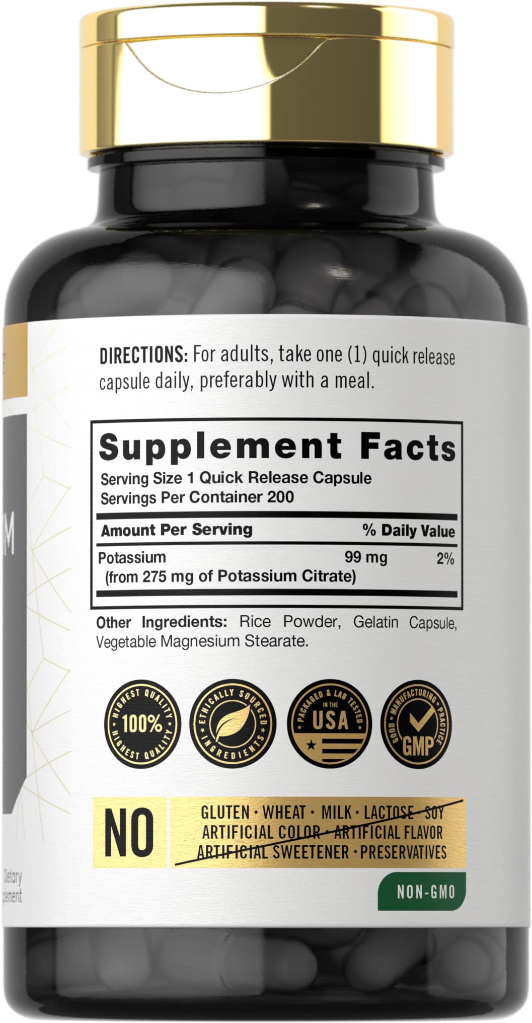 Carlyle Potassium Citrate 99mg Capsule, 200 Count