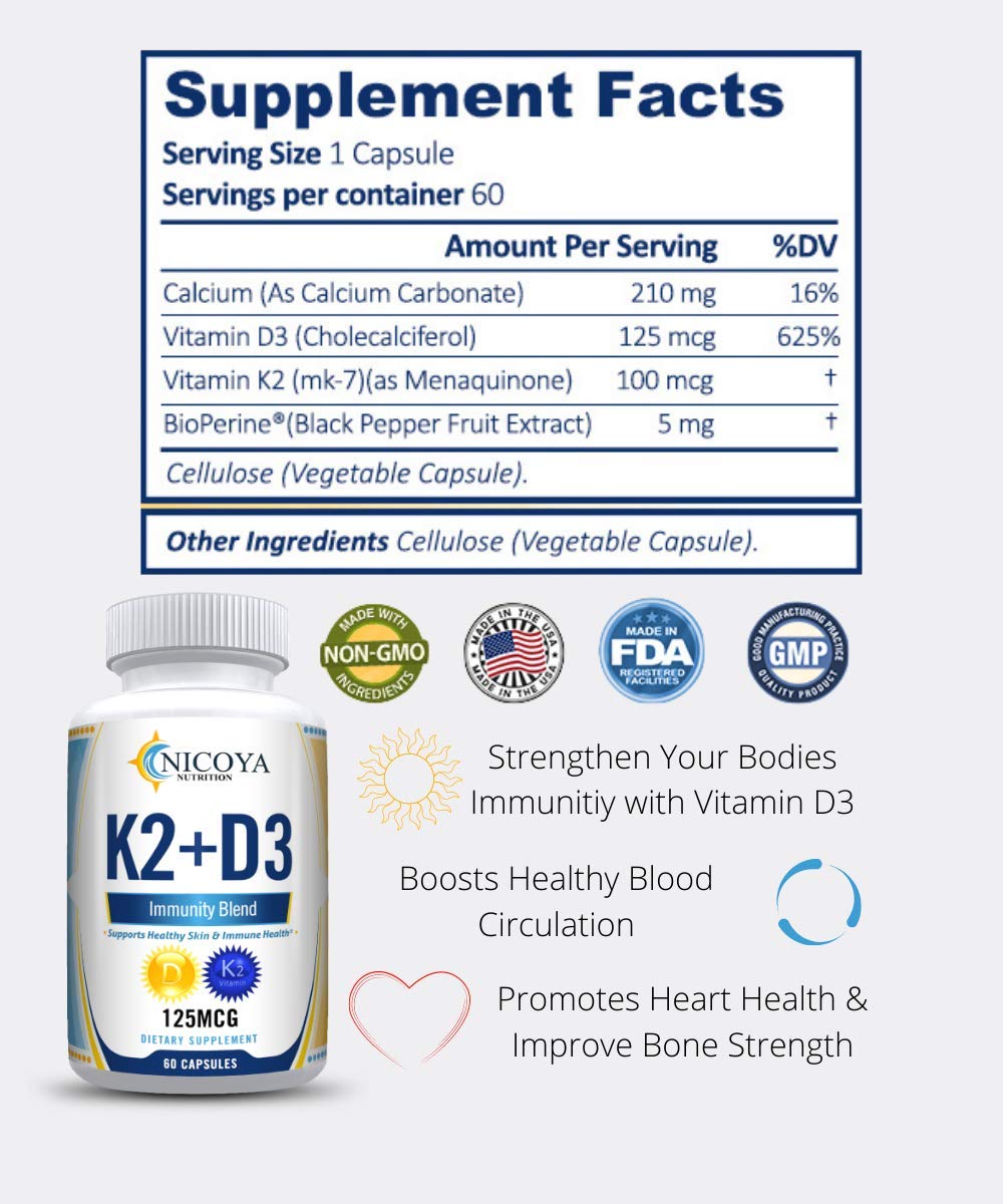 Nicoya Nutrition Vitamin K2 D3 5,000 IU Softgels, 60 count