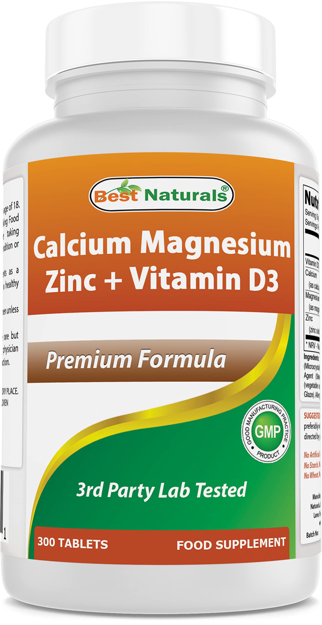 Best Naturals Calcium Magnesium Zinc with Vitamin D3 300 Tablets