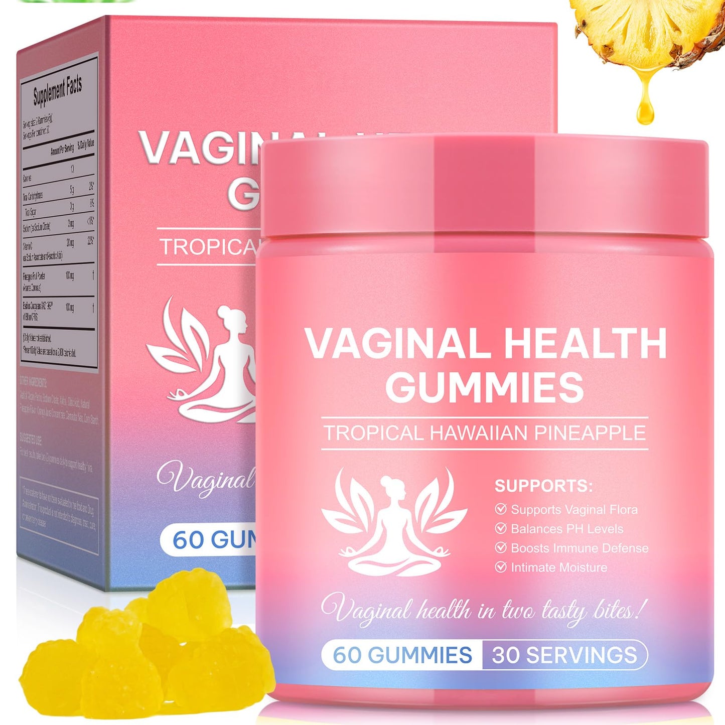 WRFAATGO Vaginal Probiotics Gummies, 60 Count