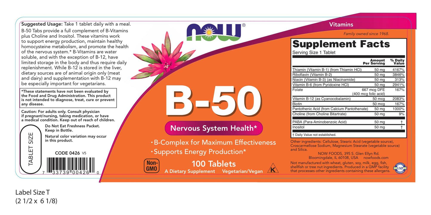 NOW Foods Vitamin B-50 Capsule, 1 Count