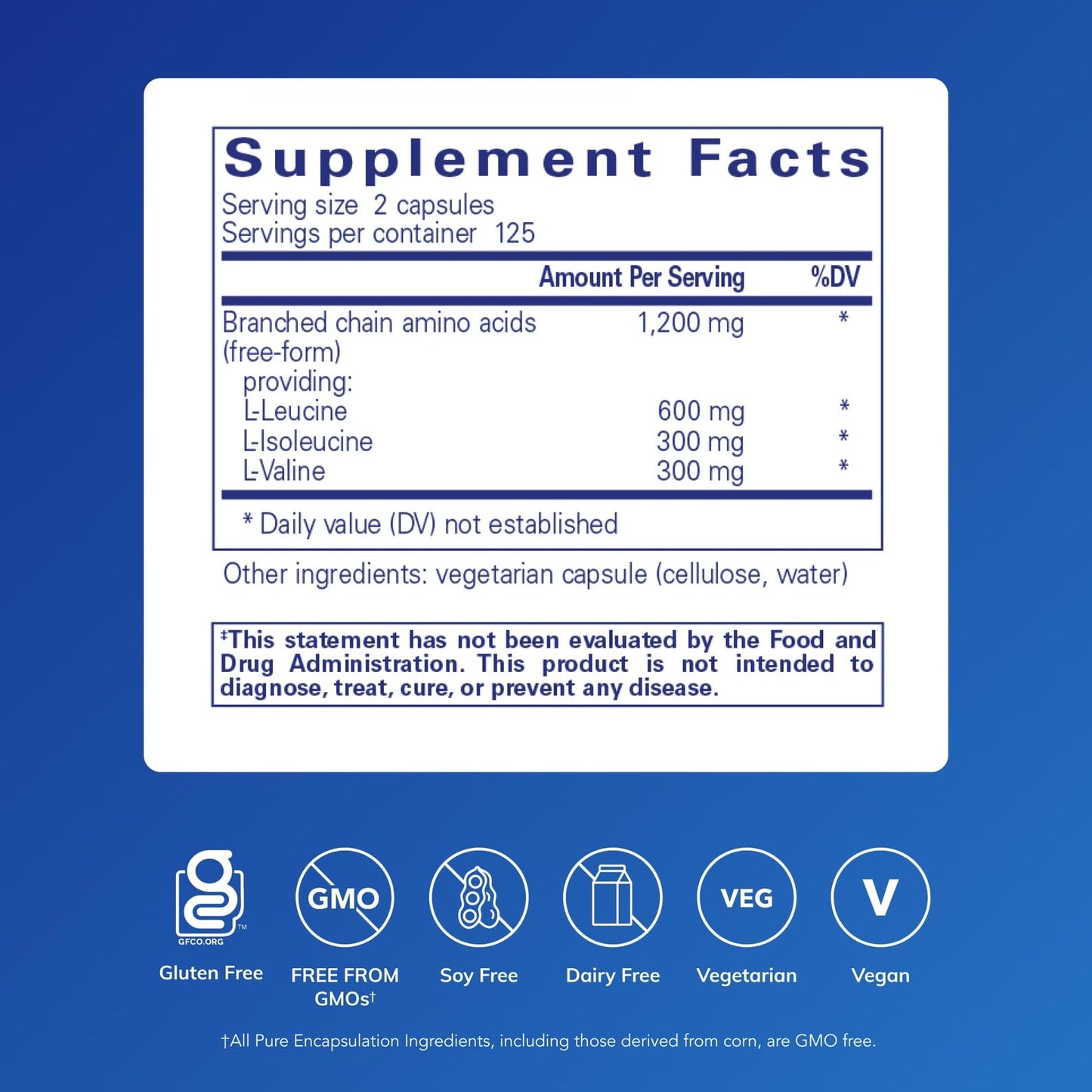 Pure Encapsulations BCAA Capsules, 250 Count