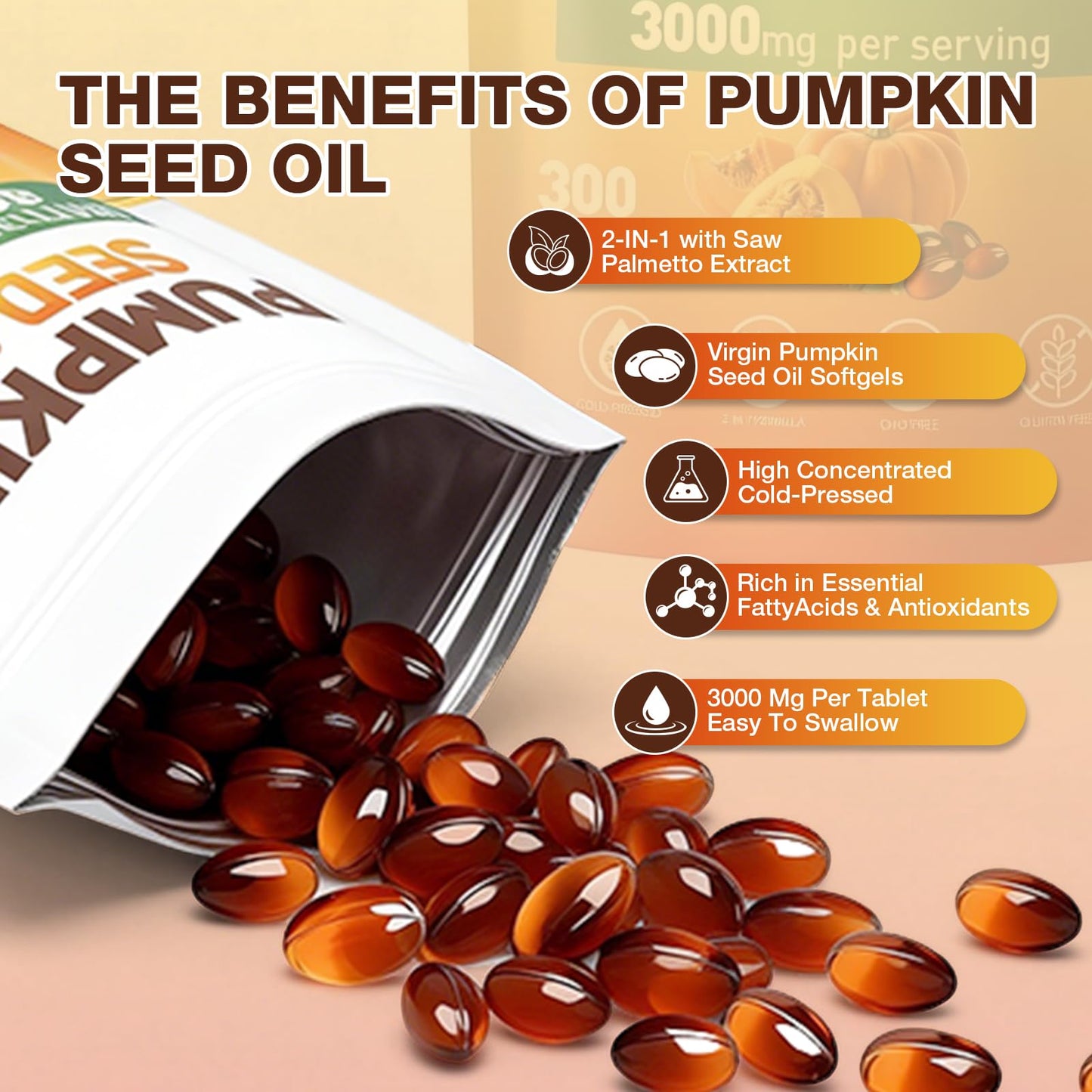 SUOOCH Pumpkin Seed Oil Capsules, 300 Count