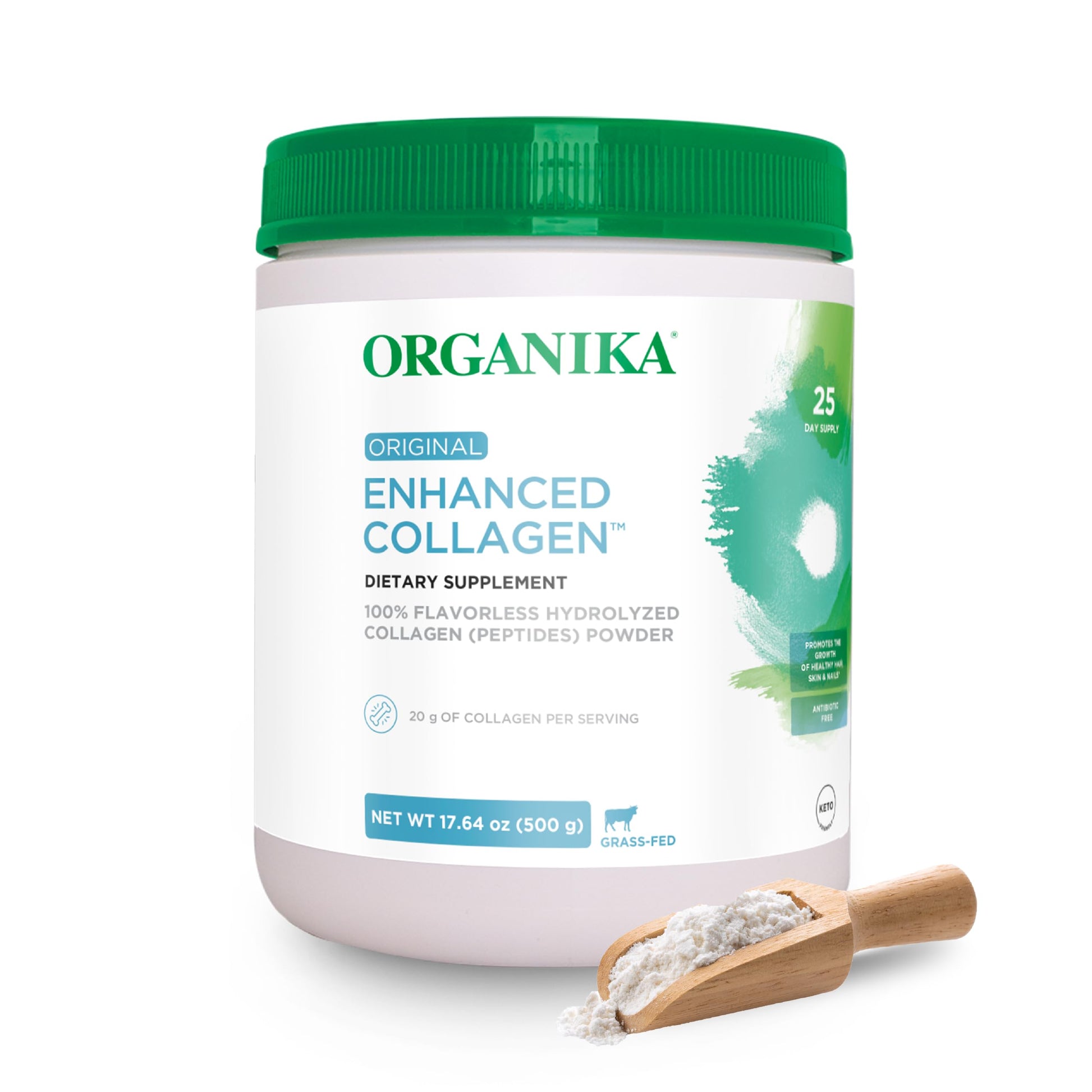 Organika Enhanced Hydrolyzed Collagen Peptides Powder 1.1 Pound