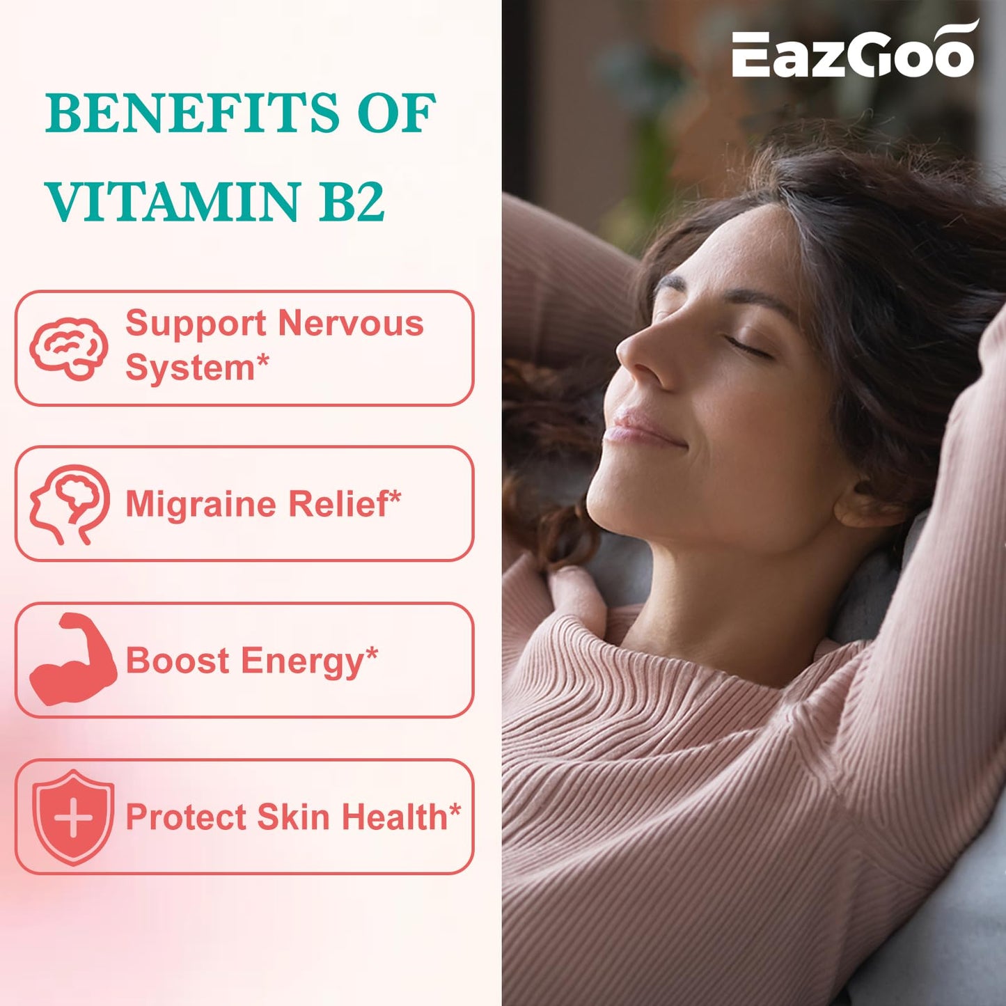 EAZGOO Vitamin B2 Riboflavin Gummies 120 Count