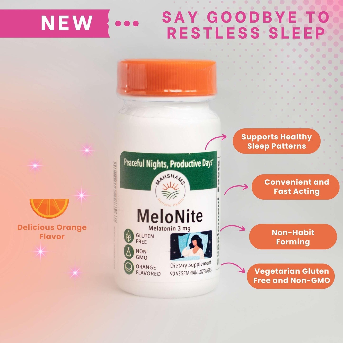 MAHSHAMS MeloNite Melatonin 3 mg Lozenges, 90 Count