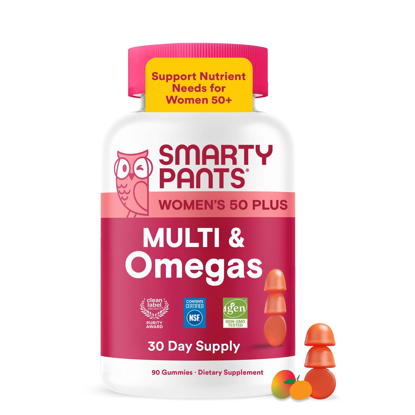 SmartyPants Women's Plus 50+ Multi & Omegas Gummies, 1 Count
