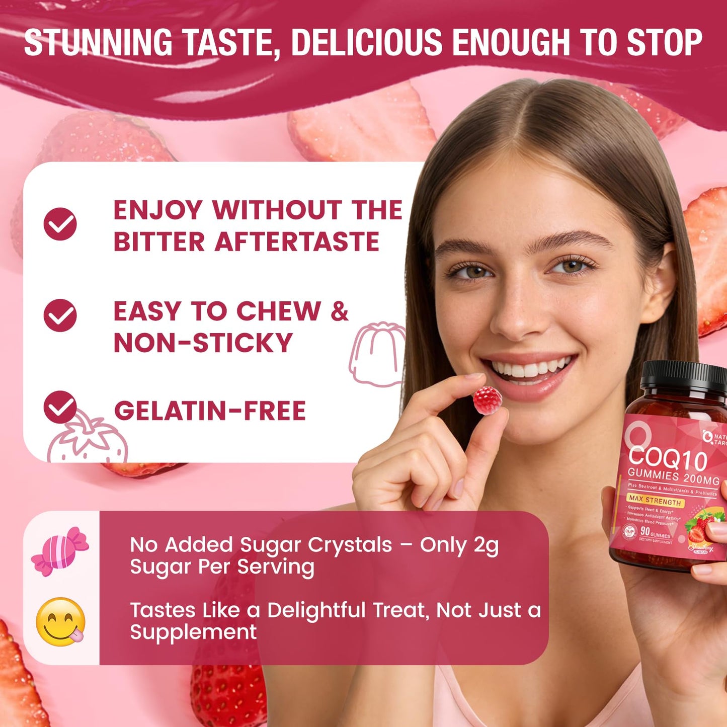 Nature Target CoQ10 Gummies 200mg, Natural Strawberry Flavor, 90 Gummies