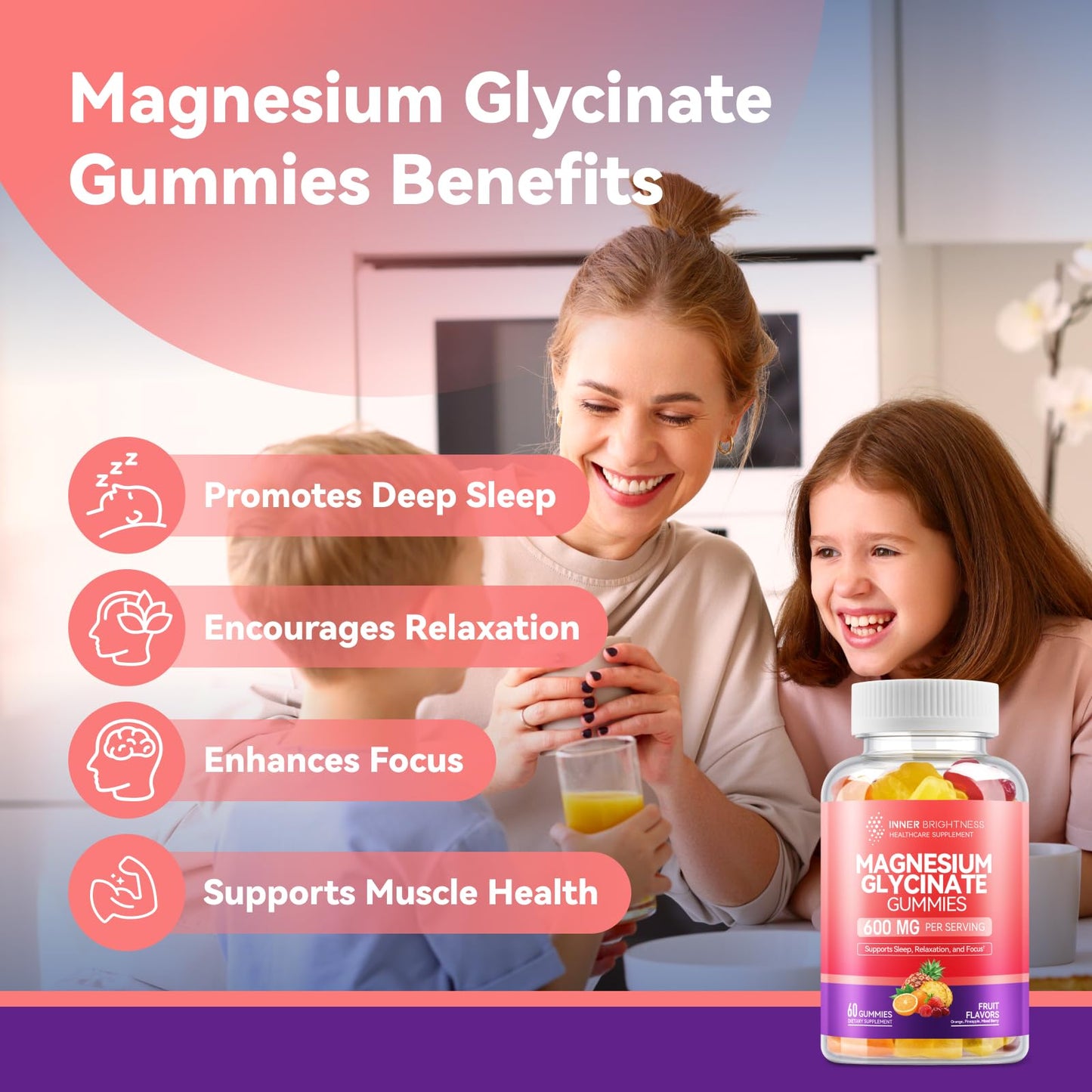 Inner Brightness Magnesium Glycinate Gummy, 60 Count