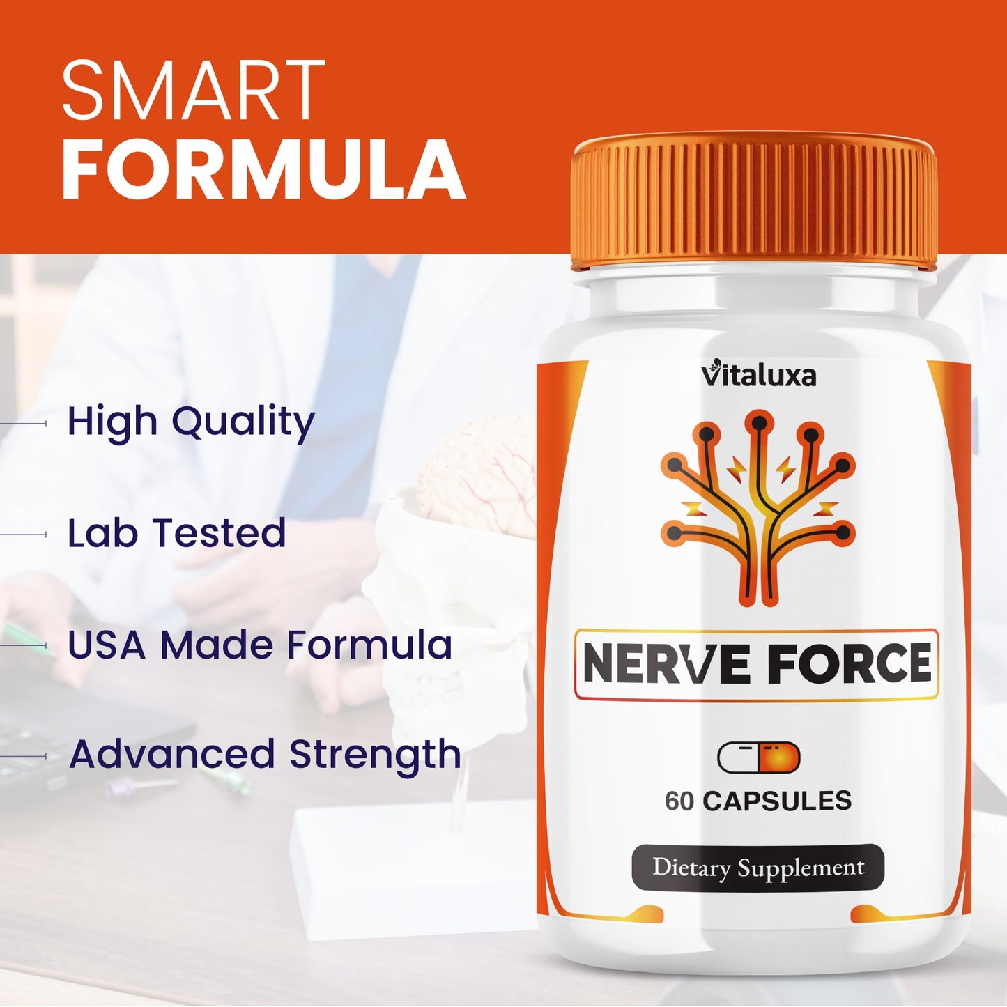Vitaluxa Nerve Force Neuropathy Supplement Capsule, 60 Count