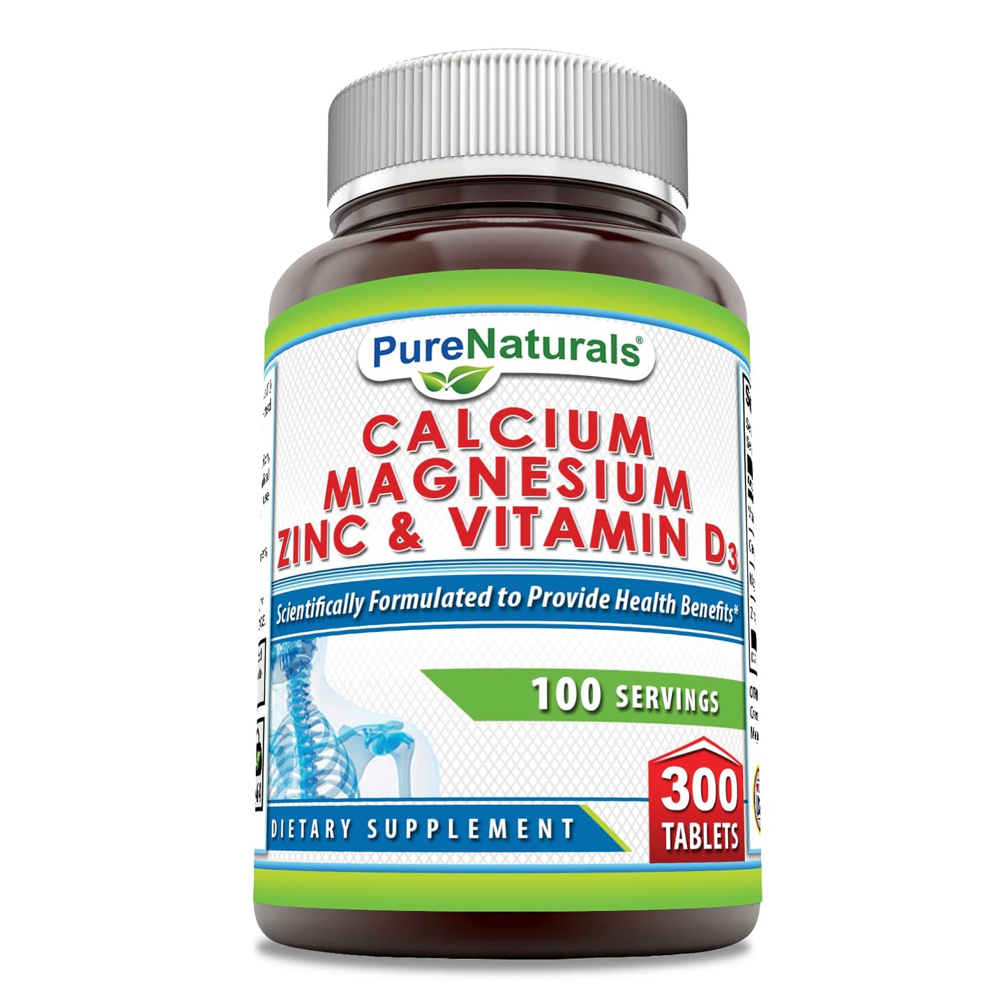 Pure Naturals Calcium Magnesium Zinc Vitamin D3 Supplement 300 Tablets