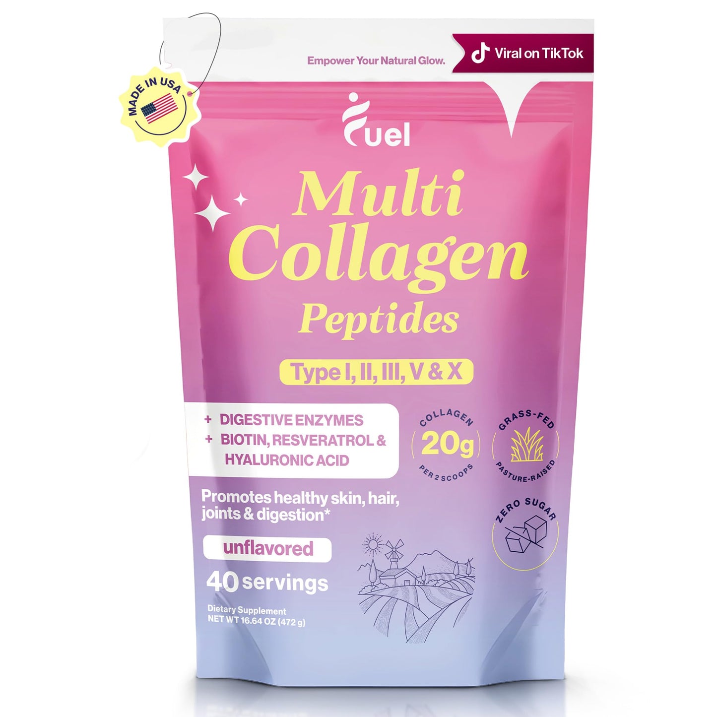 Fuel Multi Collagen Peptides Powder, 40 Servings