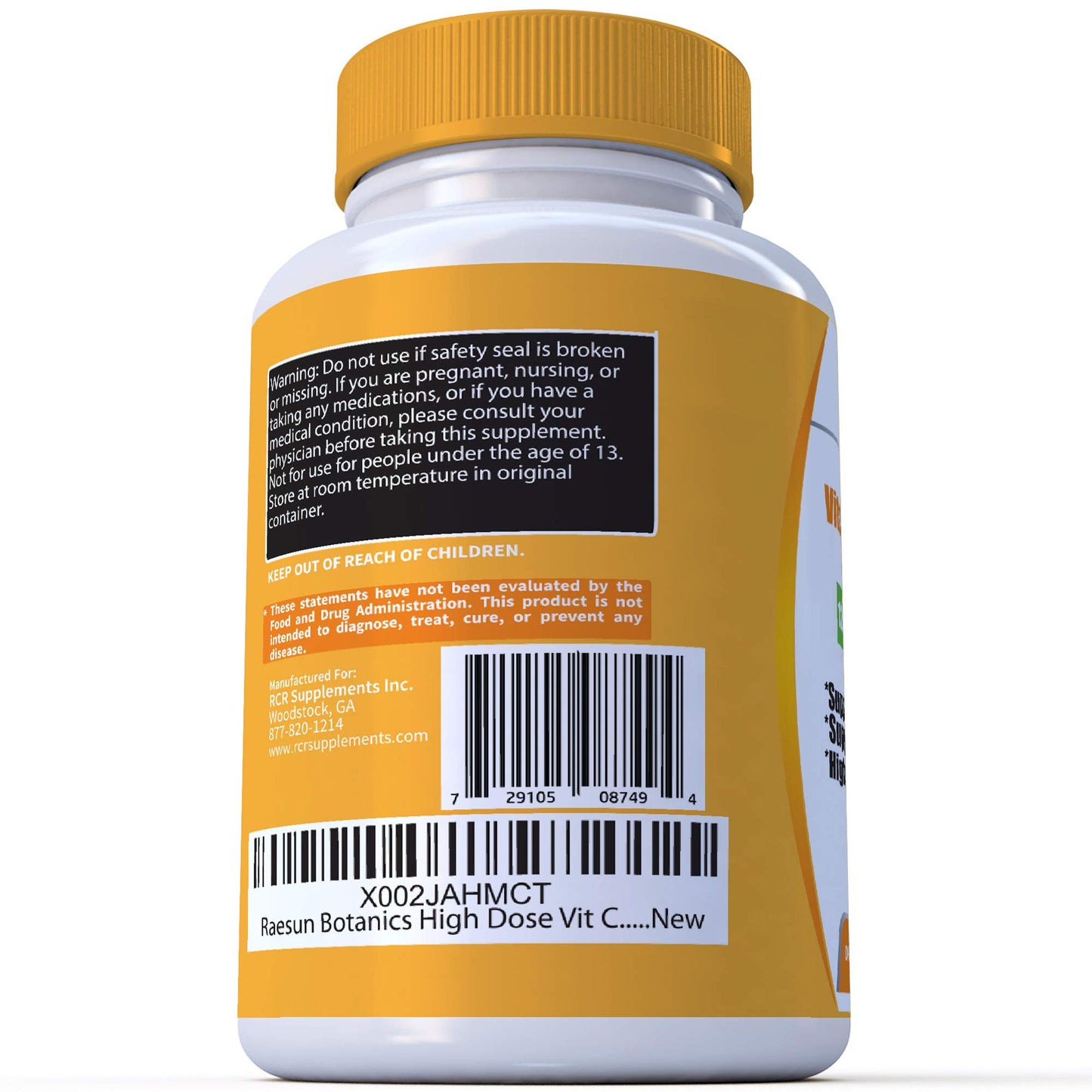 RaeSun Botanics High Dose Extra Strength 1200mg Vitamin C + Zinc Complex for Immune Support Capsules, 120 Count