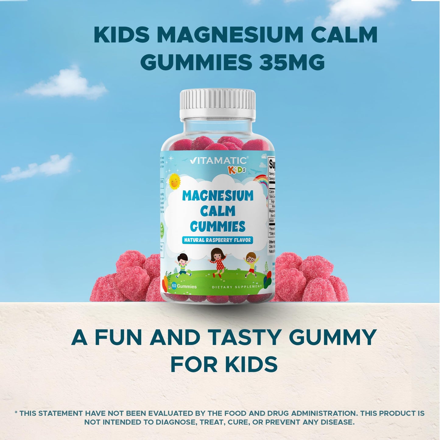 Vitamatic Kids Magnesium Calm Gummies, 120 Count