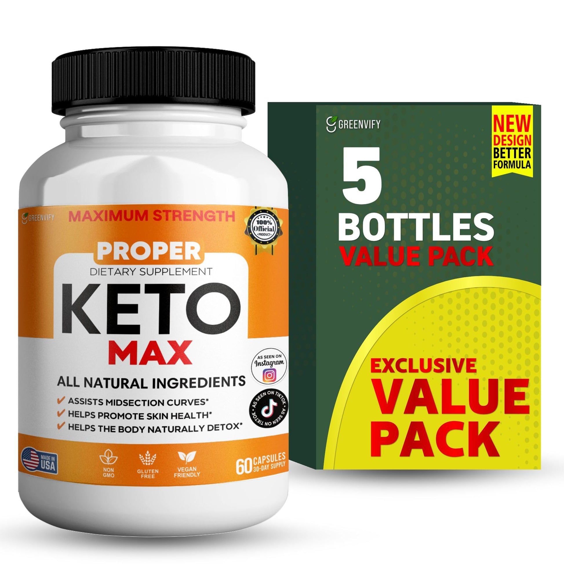 GREENVIFY Proper Keto Max Dietary Supplement 60 Capsules