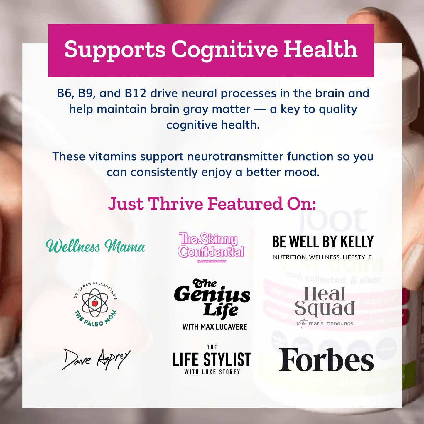 Just Thrive Just Calm Cortisol Manager Calming, Memory, and Mood Support Supplement 30 Capsules