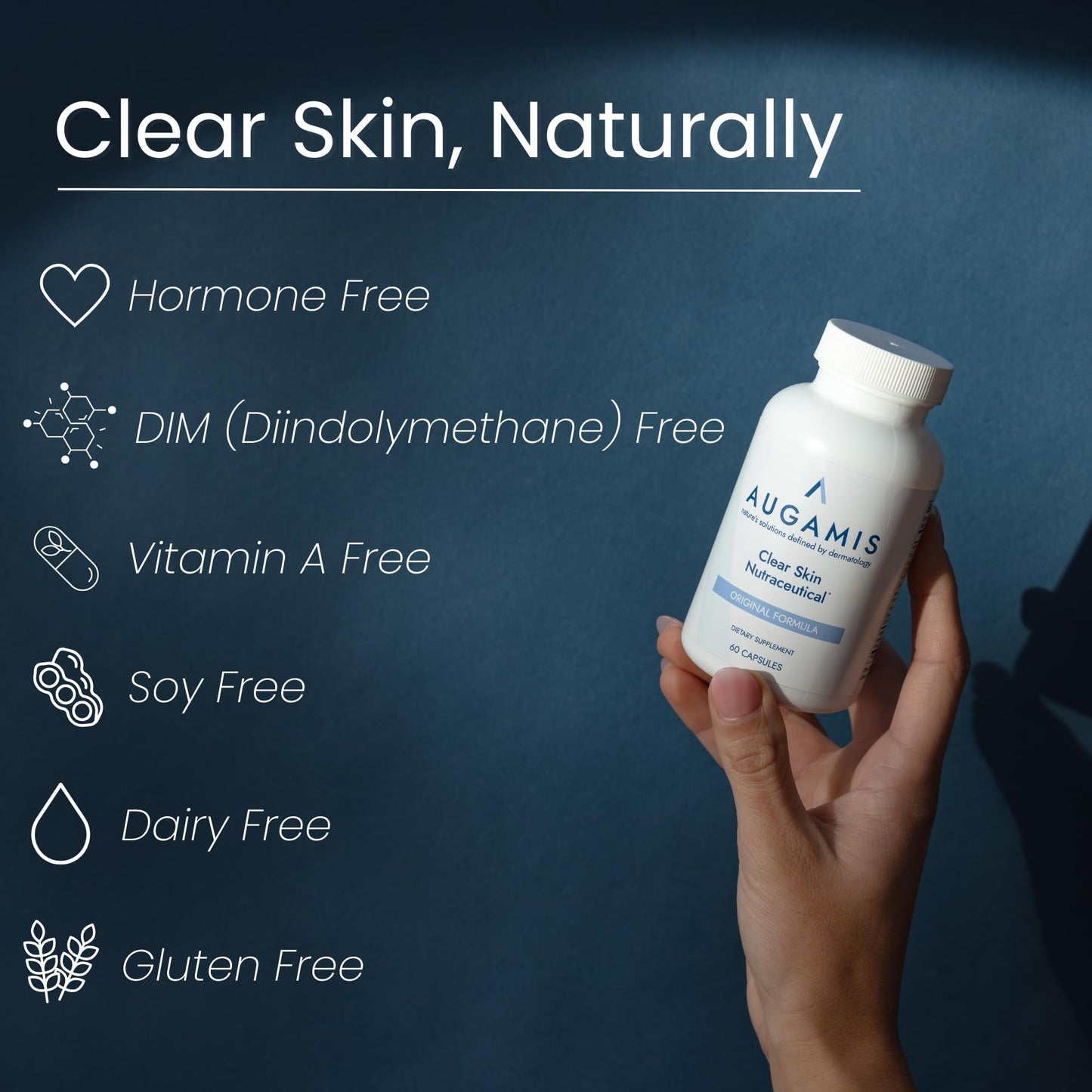 Augamis Hormonal Acne Treatment for Women No DIM DIM-Free Acne Medication Capsule 180 Count