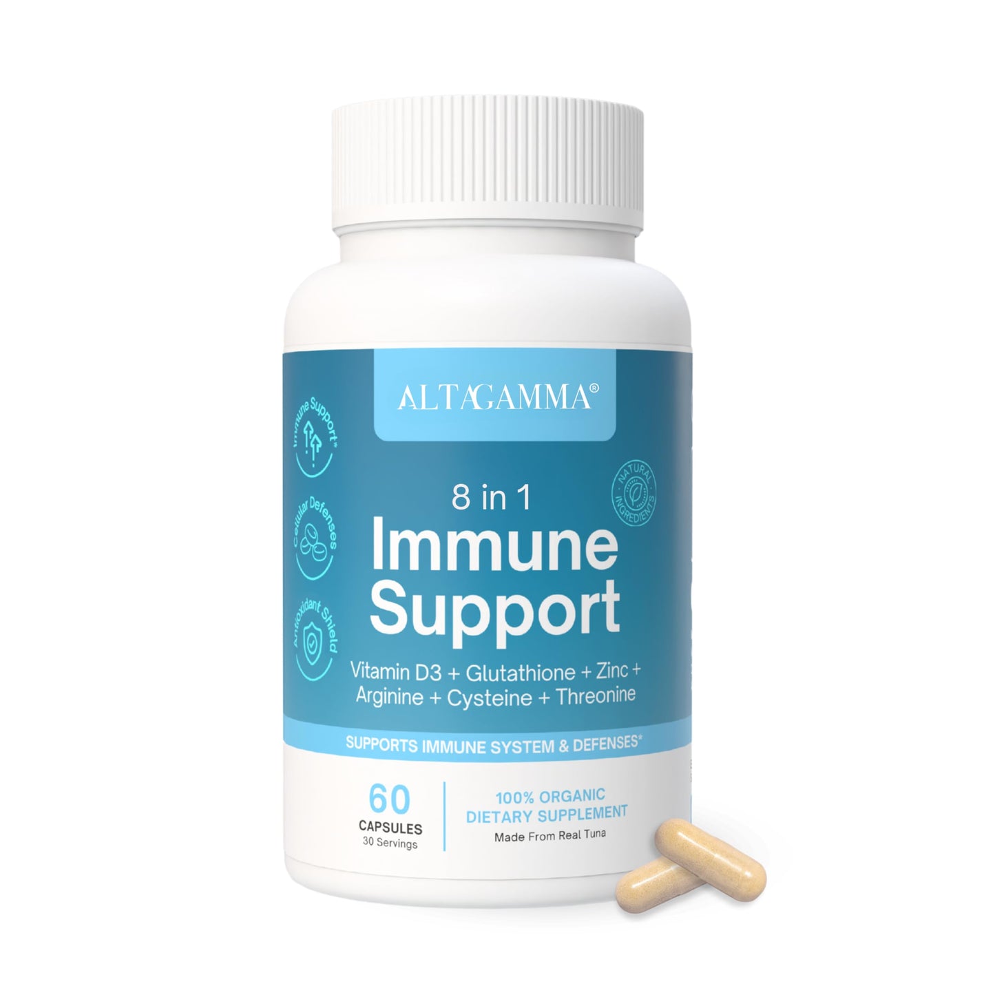 ALTAGAMMA 8 in 1 Immune Support Supplement Capsules, 60 Count