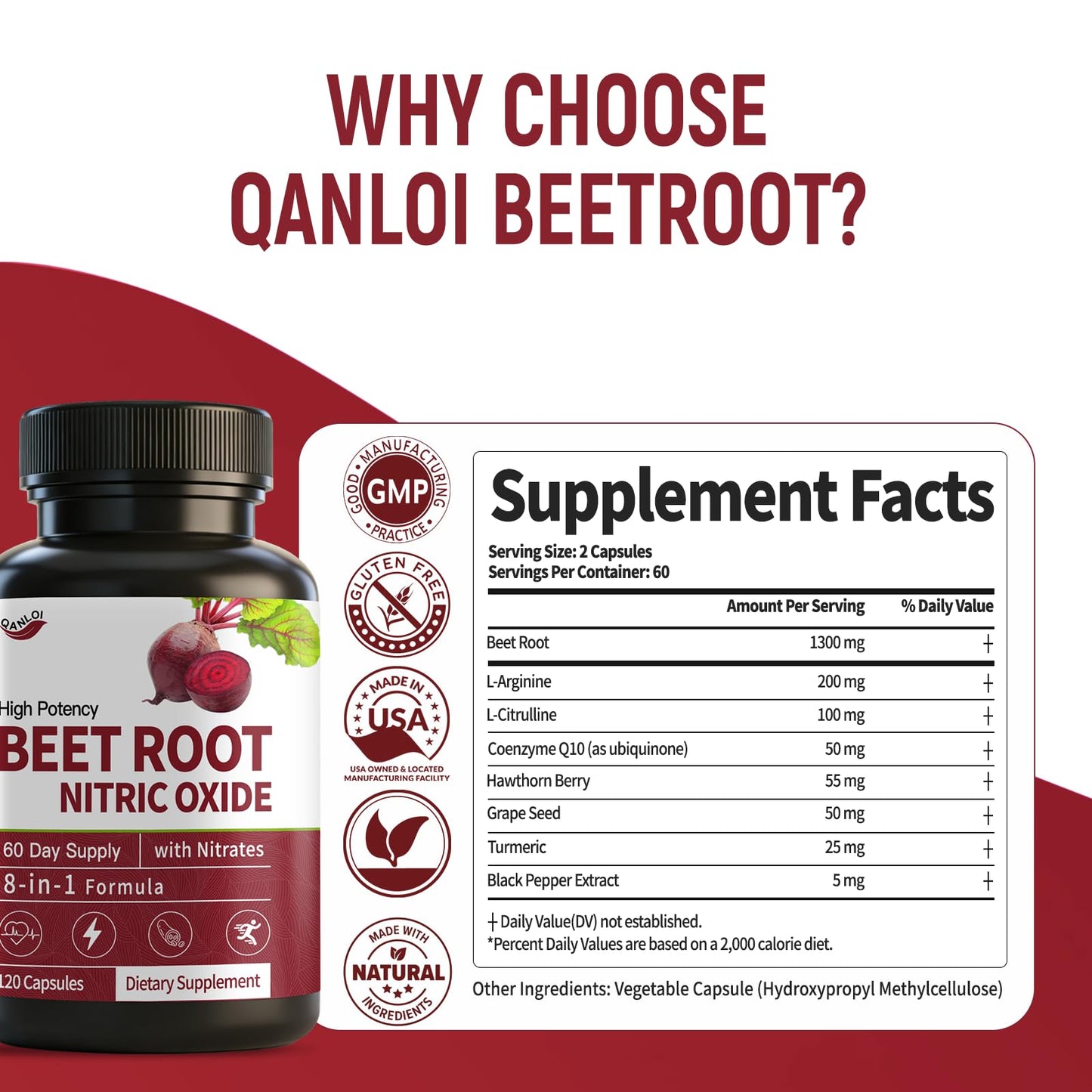QANLOI Beet Root Capsules 120 Count