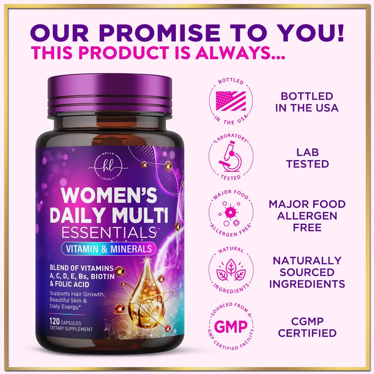 Hello Lovely! 3X Strength Daily Women Multivitamin Capsules 120