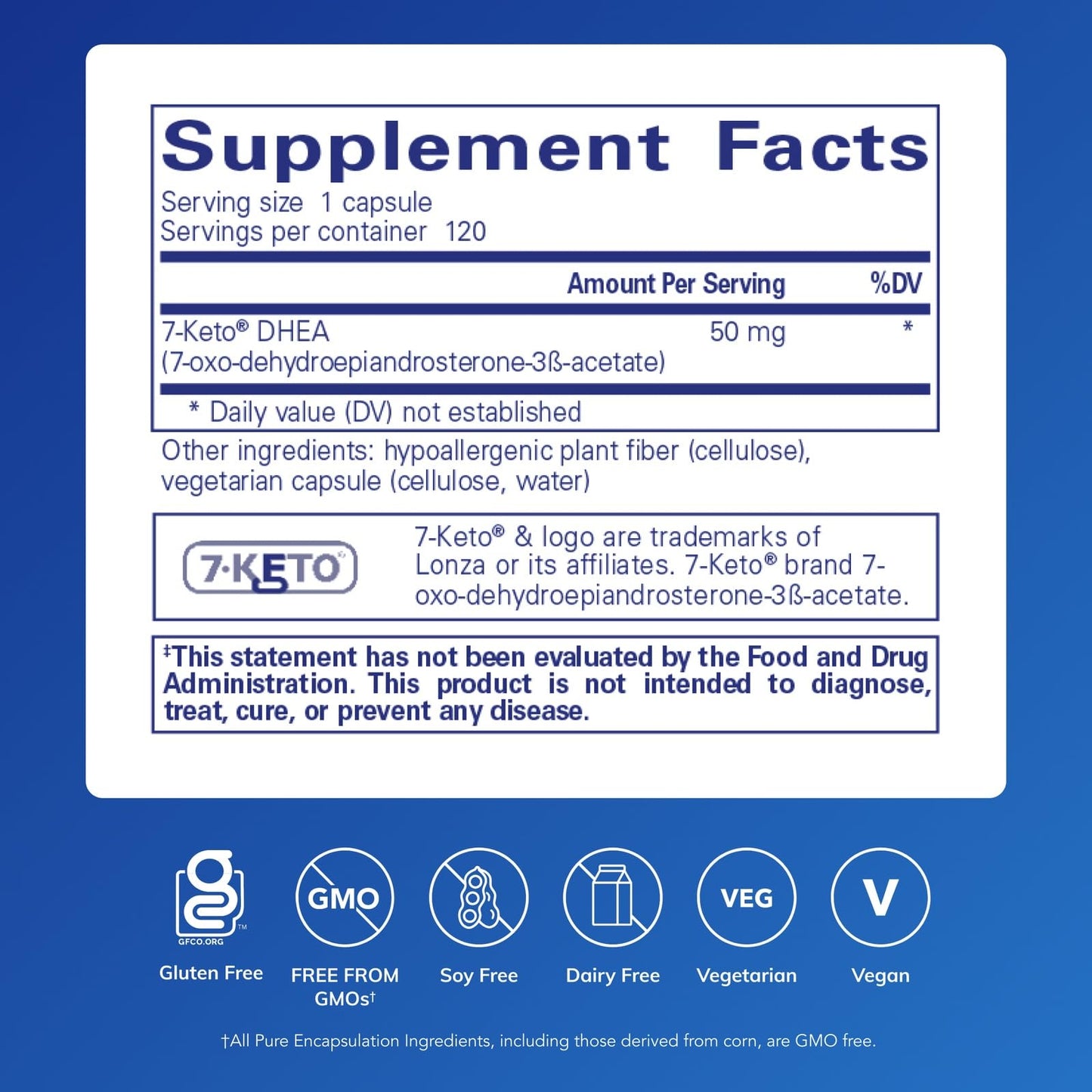 Pure Encapsulations 7-Keto DHEA 50 mg Capsule, 120 Count