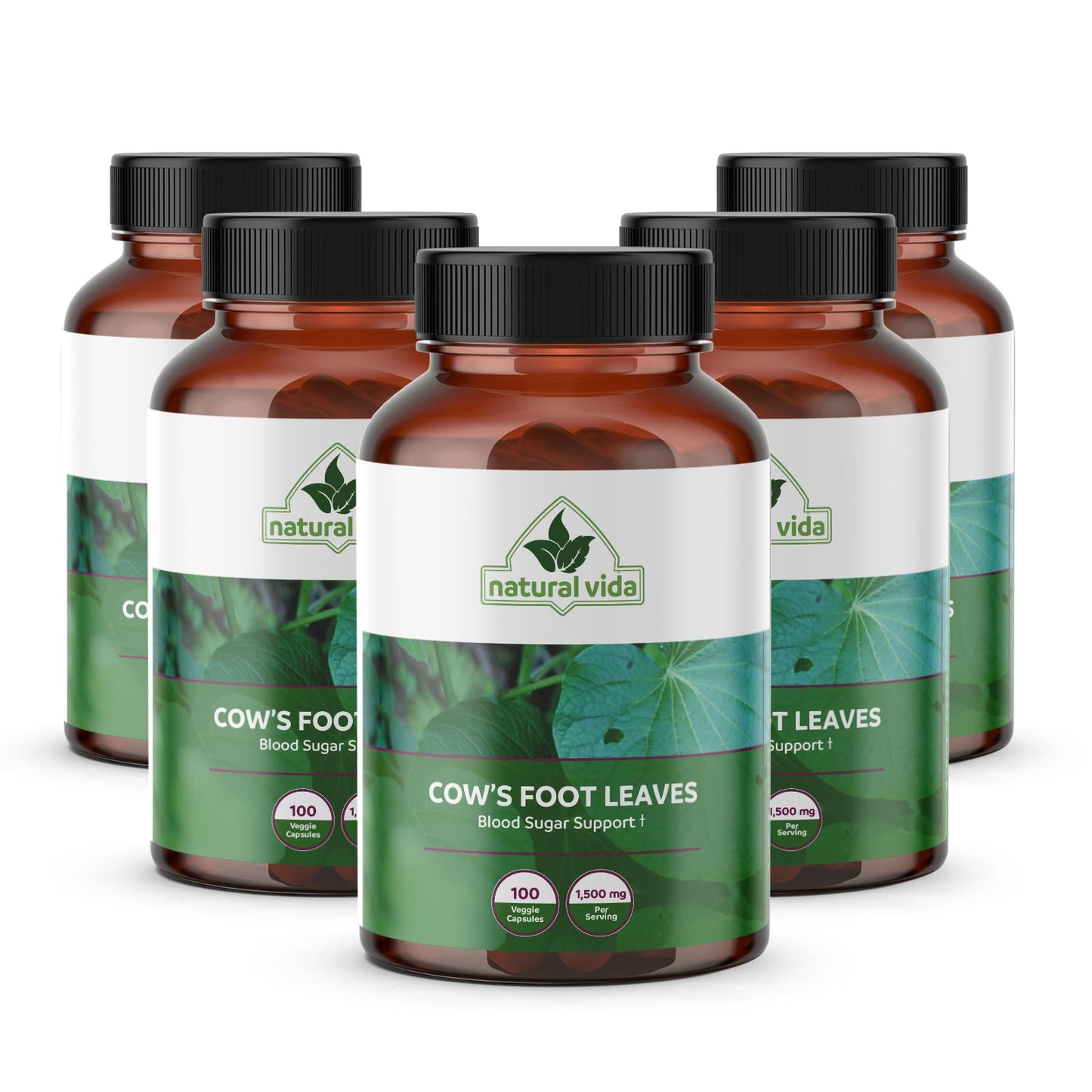 Natural Vida Cow's Foot (Pata de Vaca) 1,500mg Capsules, 200 Veggie Capsules