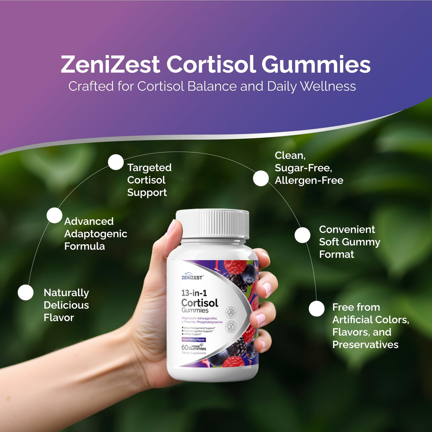 ZeniZest Cortisol Reducer Gummies 60 Count