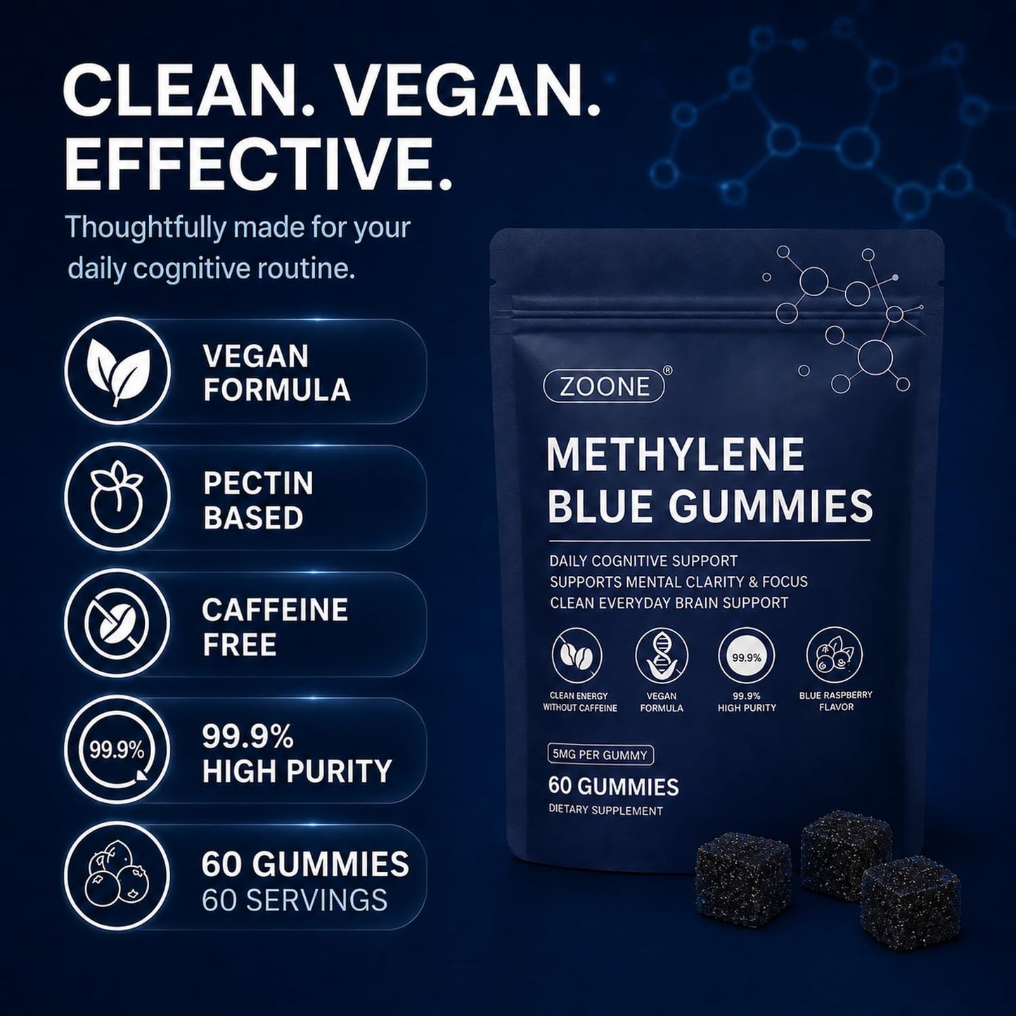 Zoone Methylene Blue Gummies 5mg, 60 Count