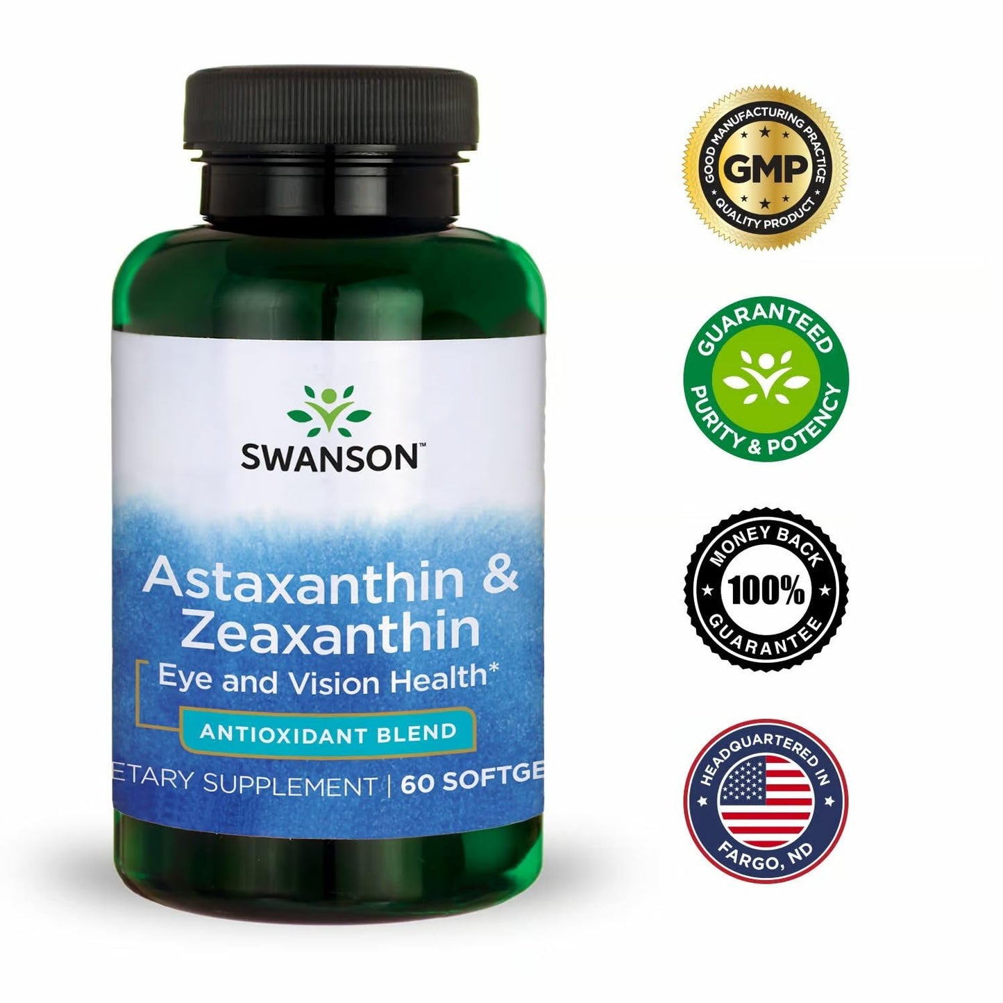 Swanson Astaxanthin & Zeaxanthin Eye Health Supplement for Screen-Heavy Professionals Softgels, 240